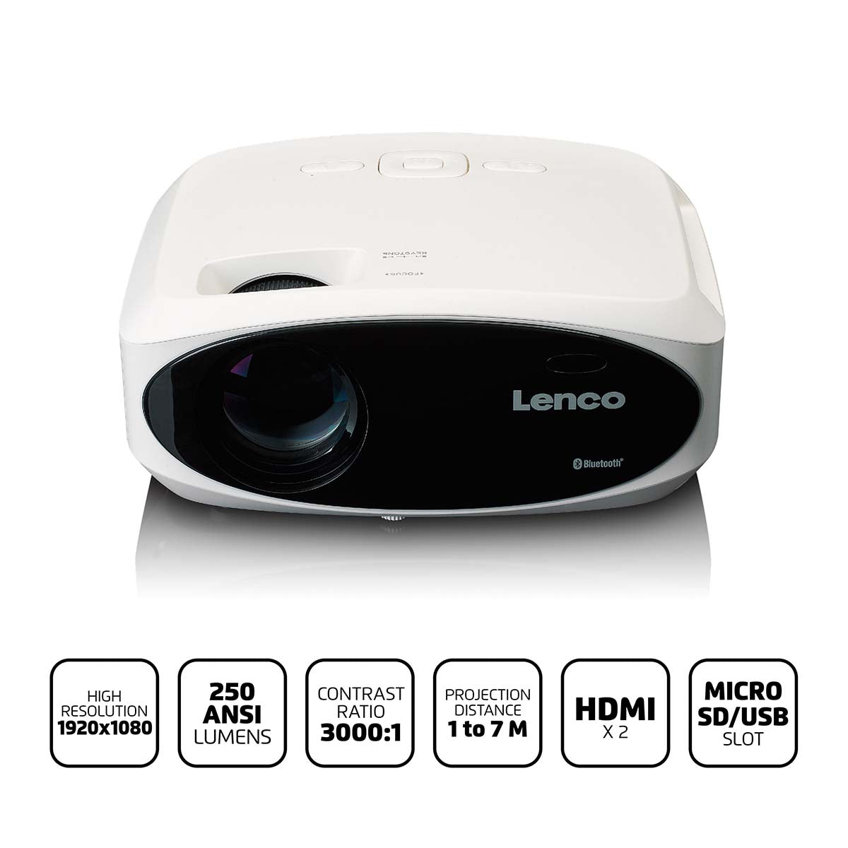 Full HD 1080P LCD-Projektor mit Bluetooth Weiß