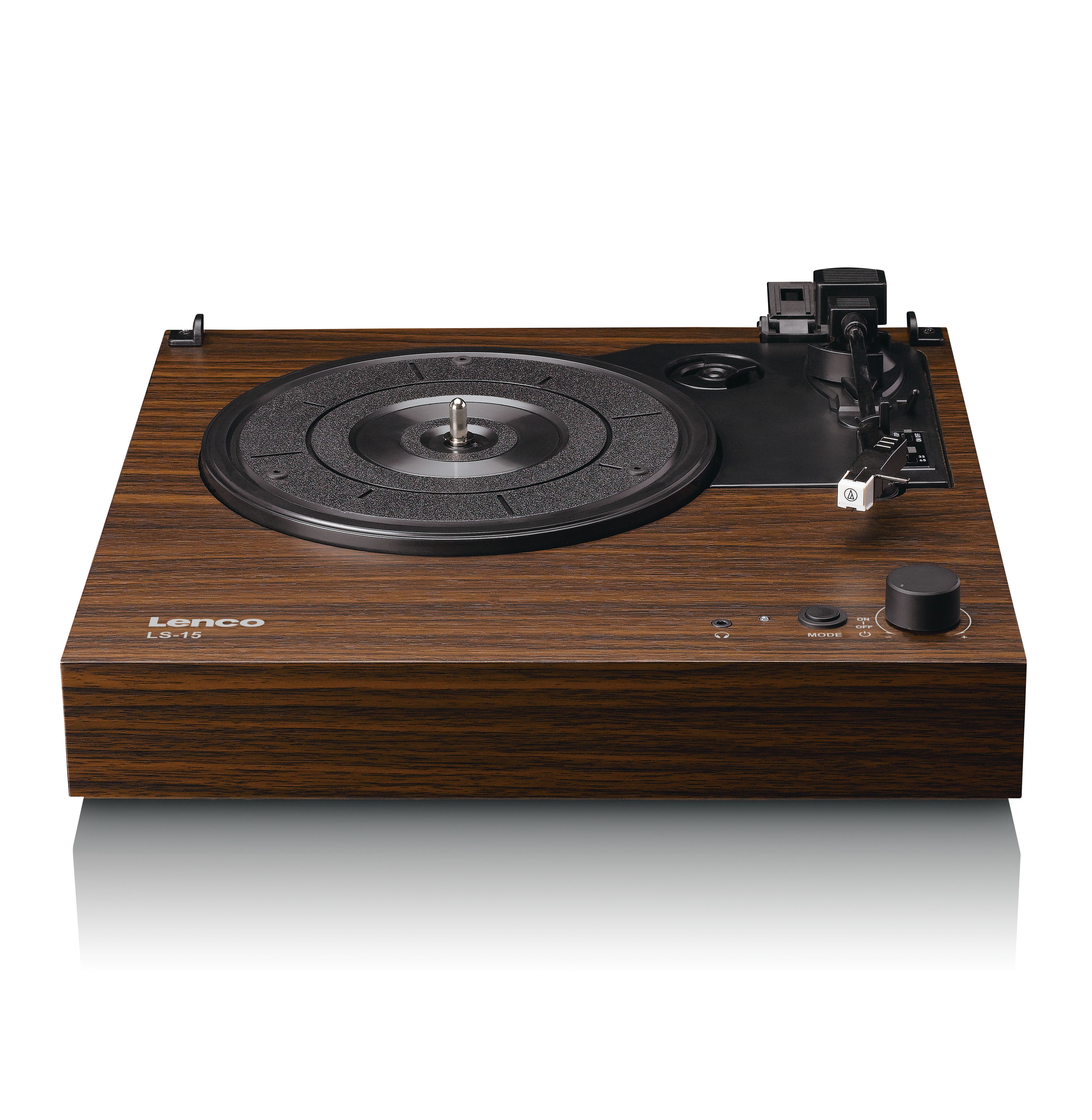 Plattenspieler mit Bluetooth®, zwei eingebauten Lautsprechern und AT3600L Tonabnehmer Wood