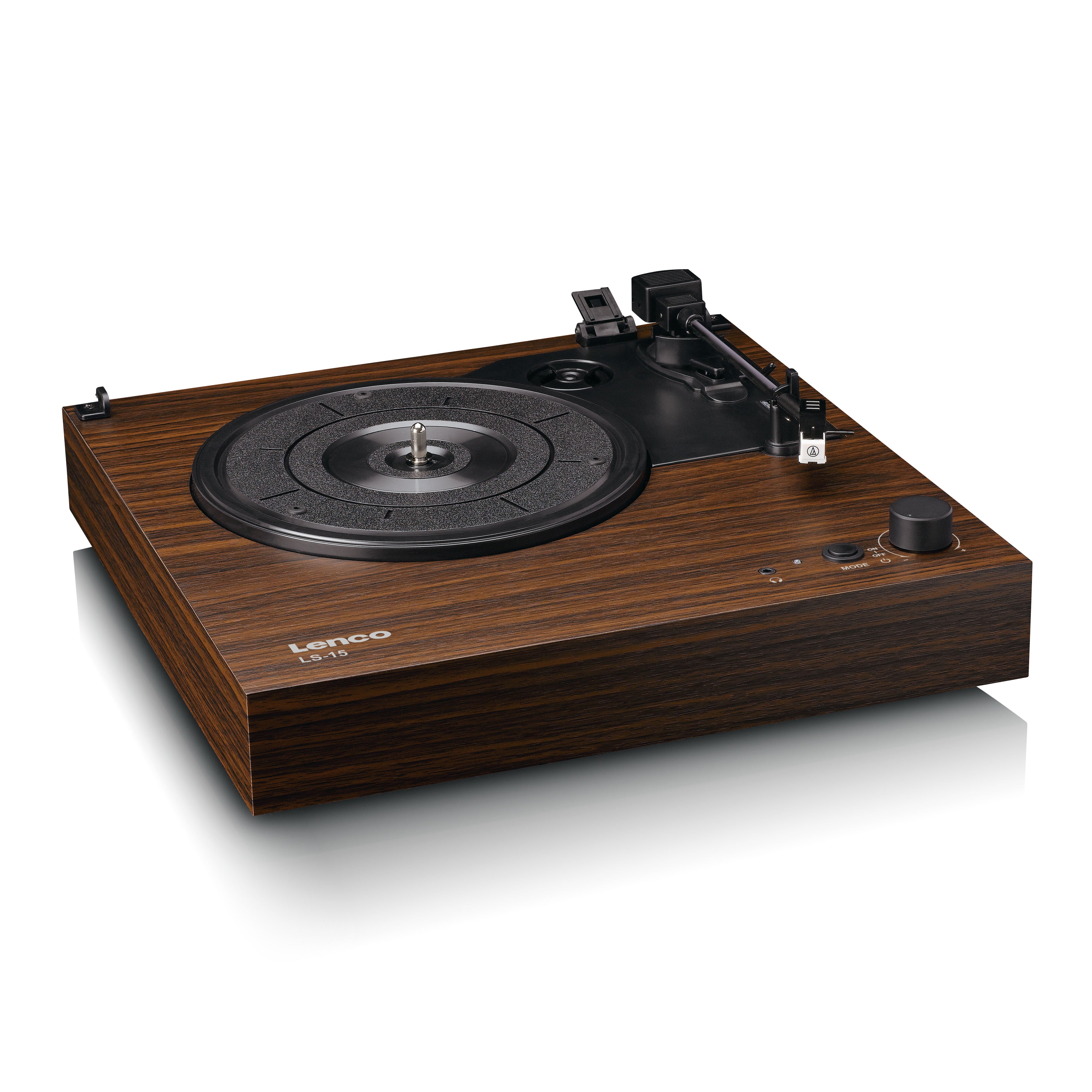 Plattenspieler mit Bluetooth®, zwei eingebauten Lautsprechern und AT3600L Tonabnehmer Wood