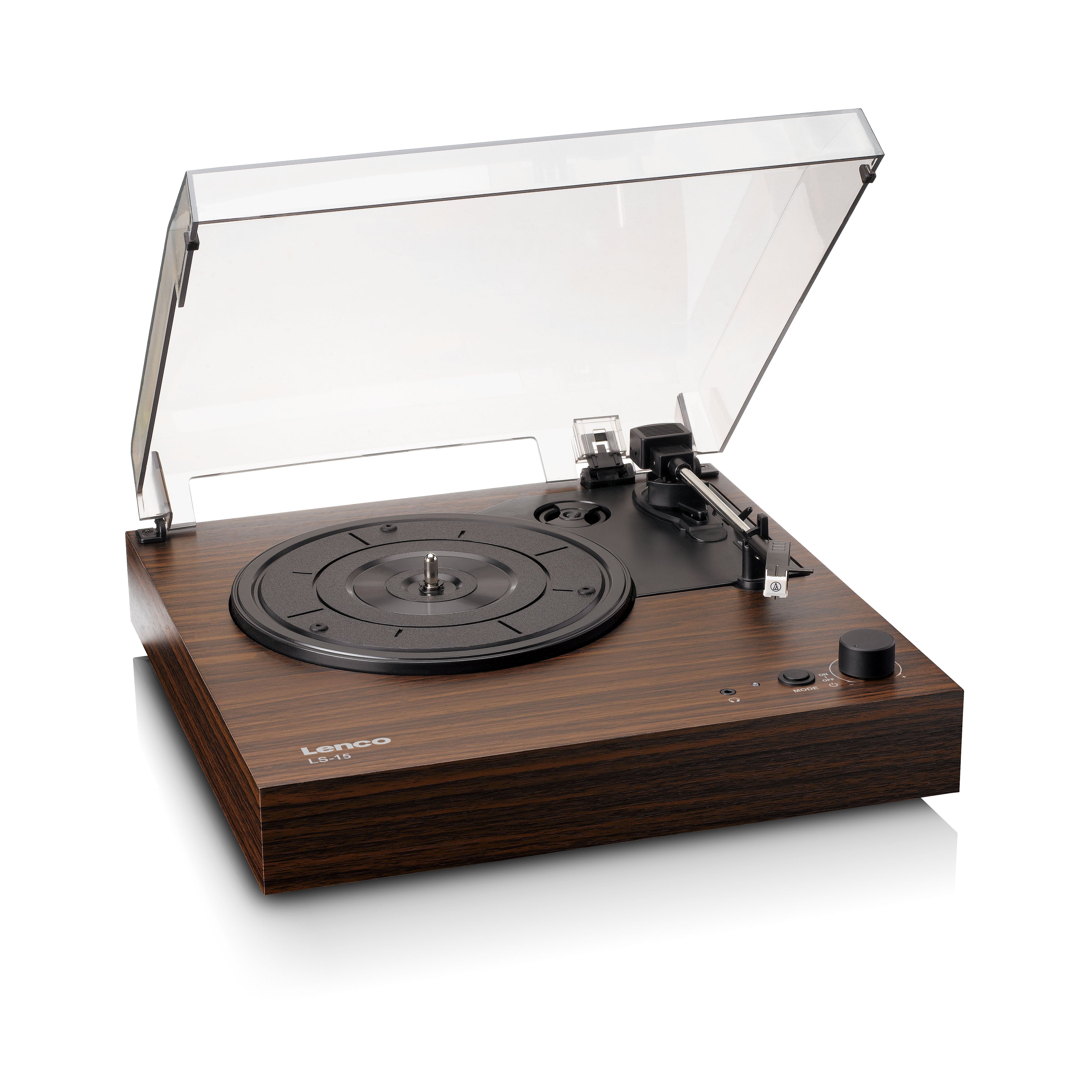 Plattenspieler mit Bluetooth®, zwei eingebauten Lautsprechern und AT3600L Tonabnehmer Wood