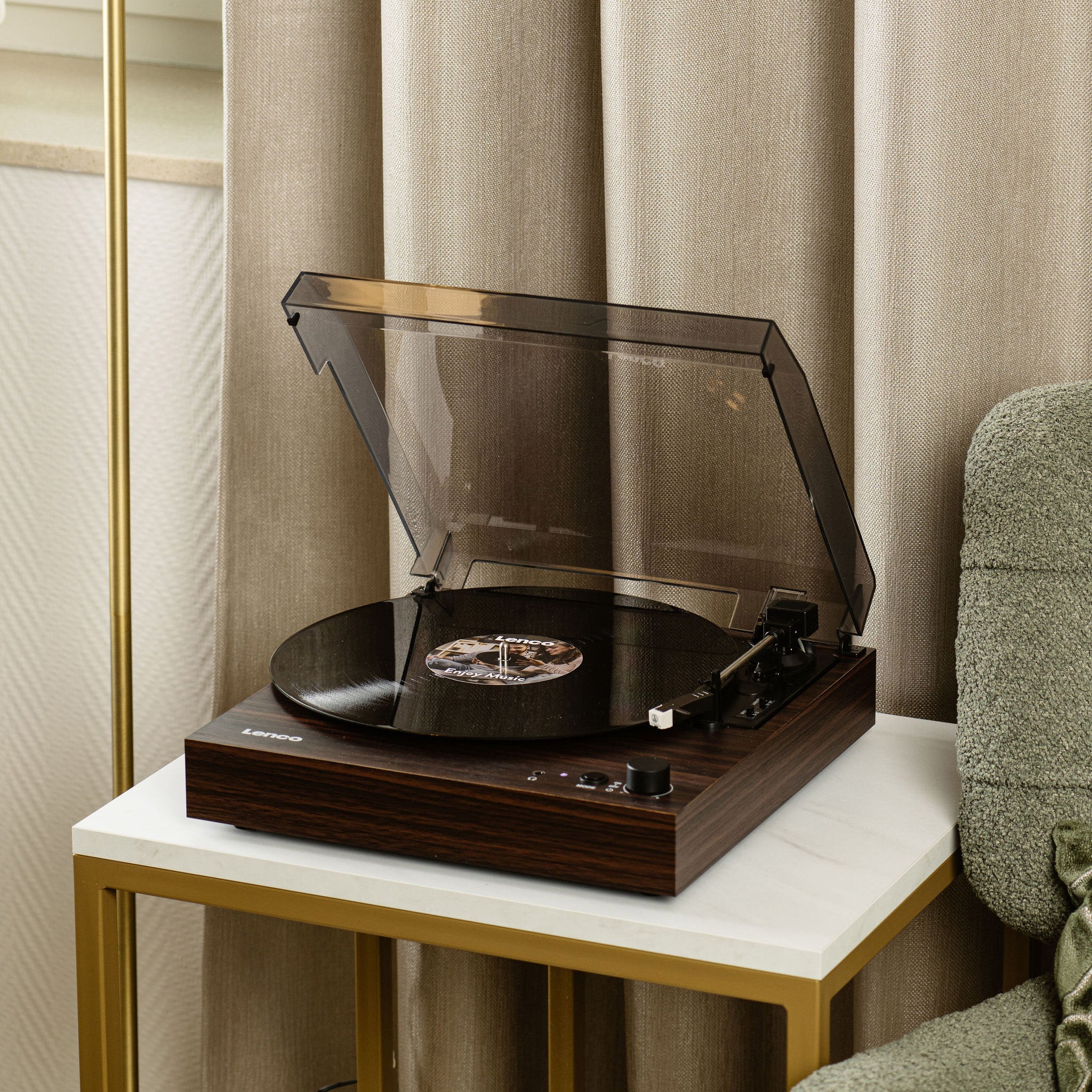 Plattenspieler mit Bluetooth®, zwei eingebauten Lautsprechern und AT3600L Tonabnehmer Wood