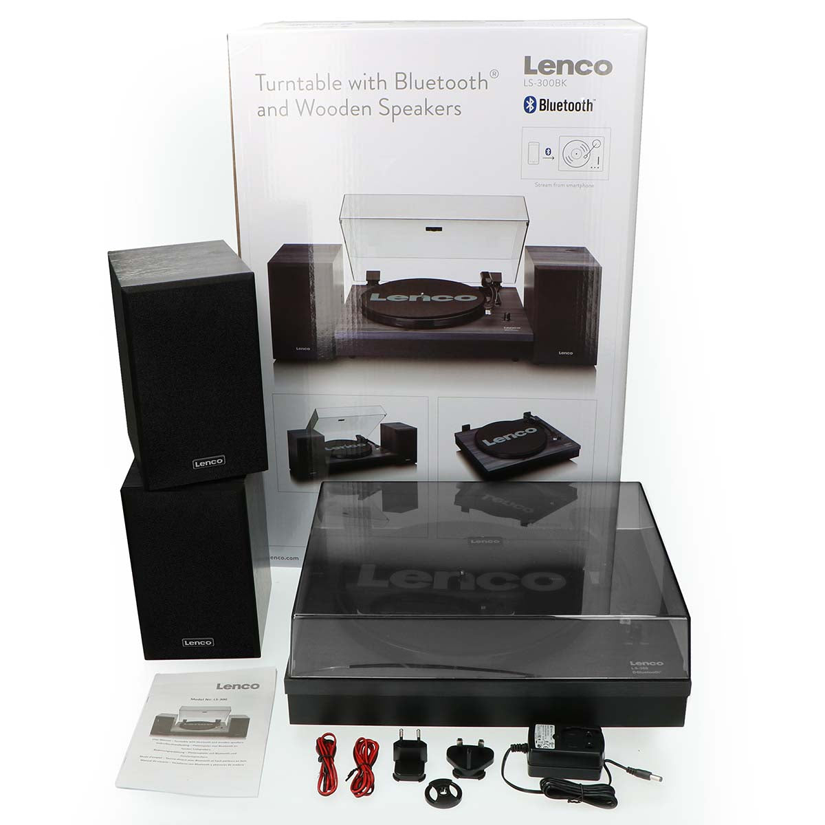 Plattenspieler mit Bluetooth® und zwei externen Lautsprechern Schwarz