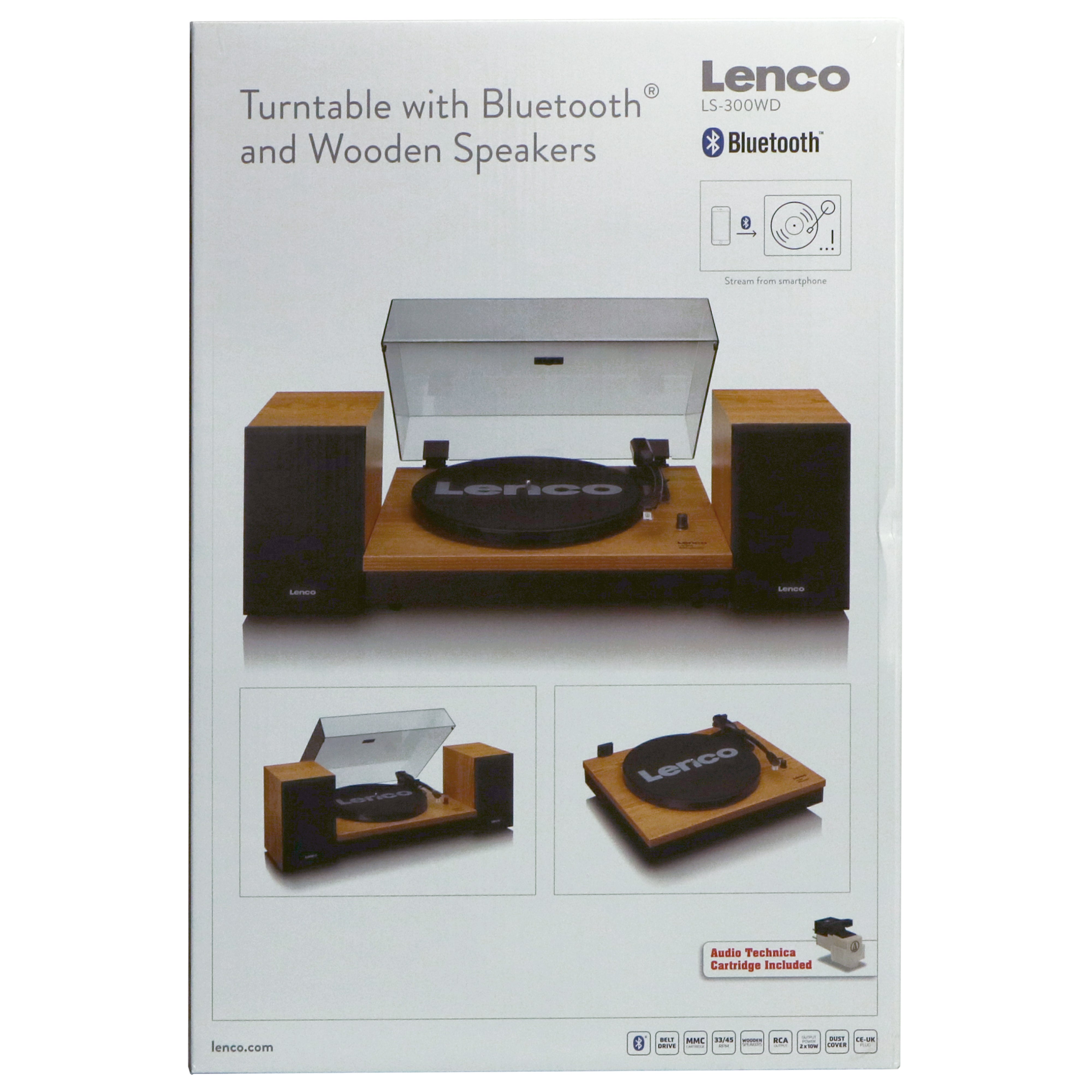Plattenspieler mit Bluetooth® und zwei separaten Lautsprechern Wood
