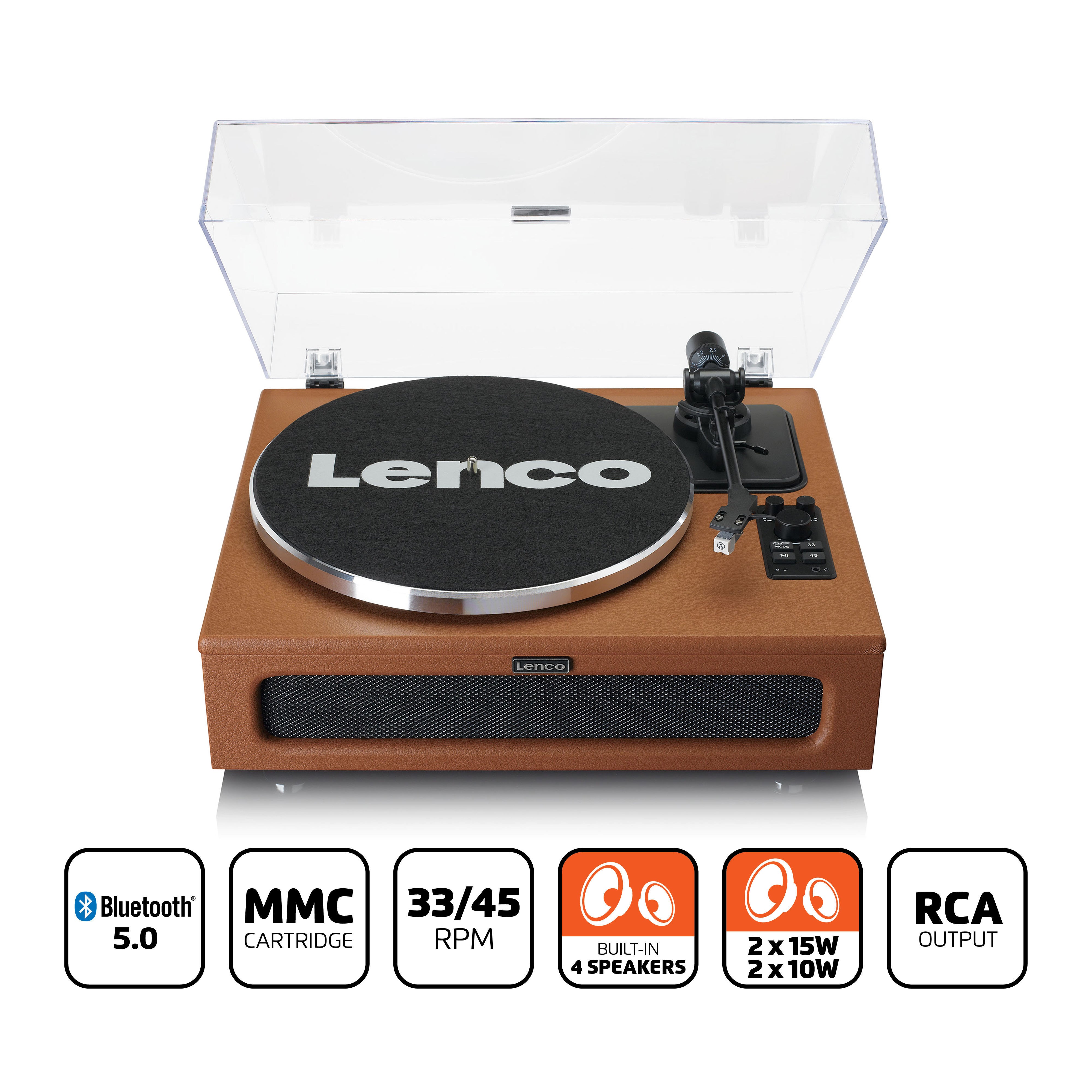 Plattenspieler mit Bluetooth MMC 4 Lautsprecher eingebaut Braun