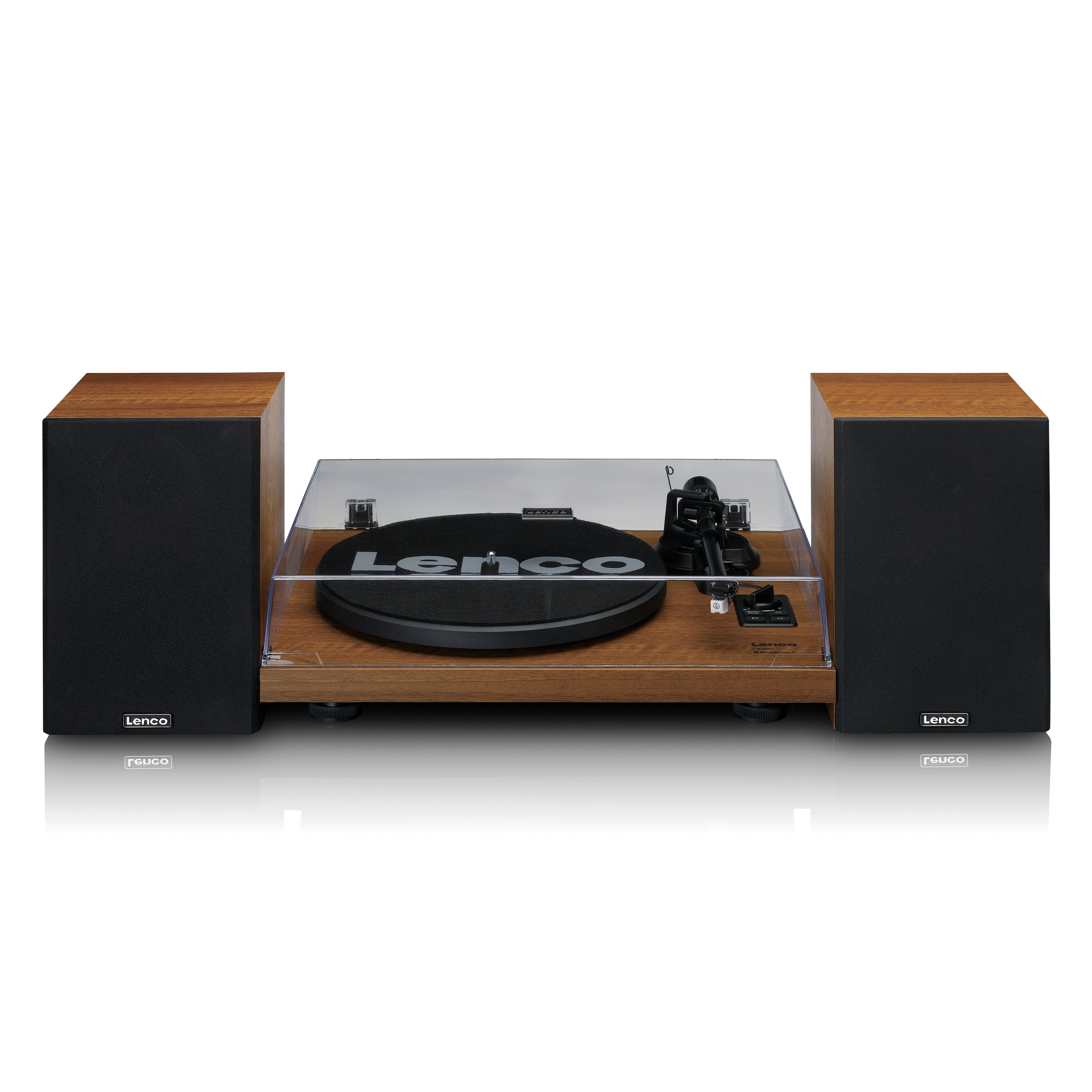 Plattenspieler mit integriertem Verstärker und Bluetooth® plus 2 externe Lautsprecher Wood