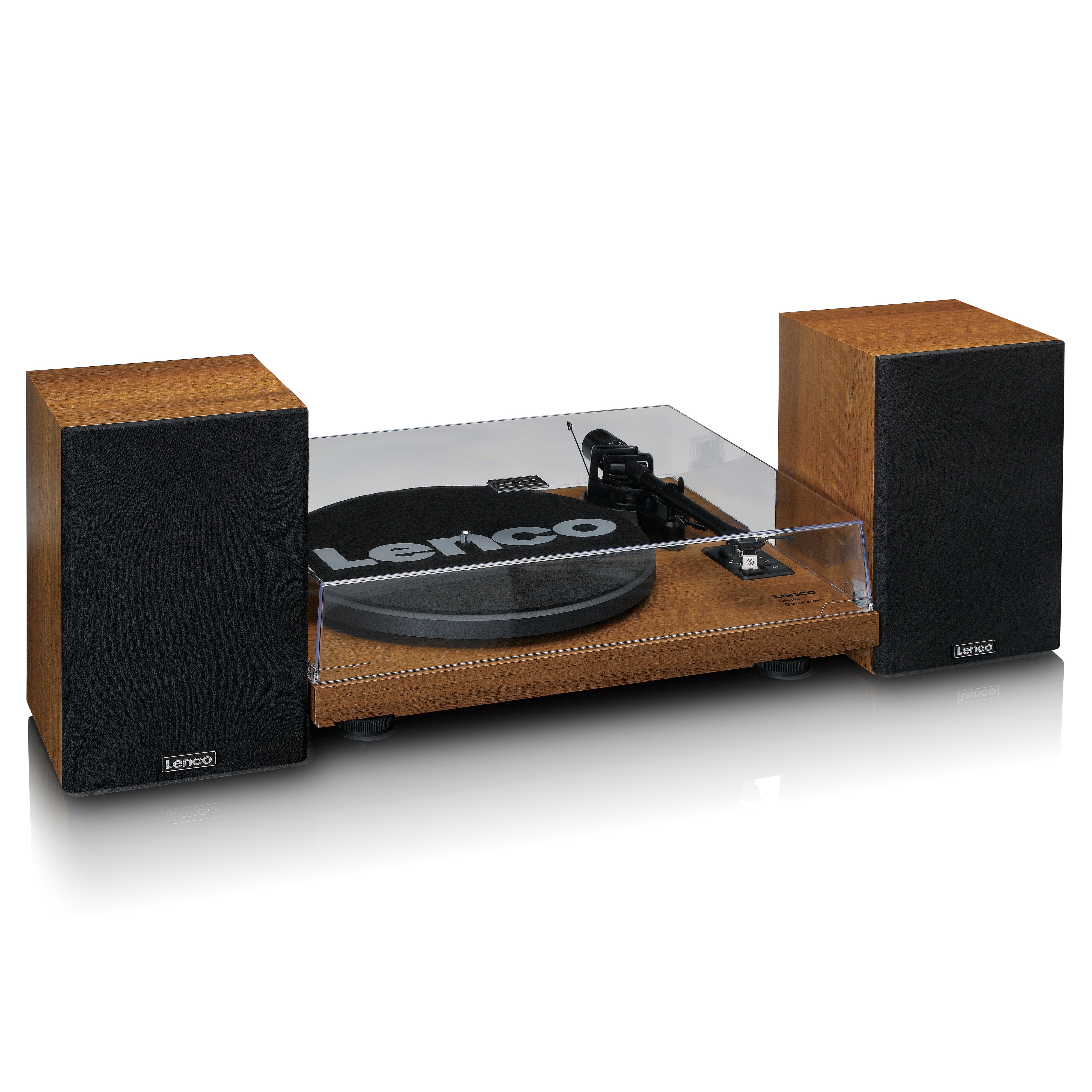 Plattenspieler mit integriertem Verstärker und Bluetooth® plus 2 externe Lautsprecher Wood
