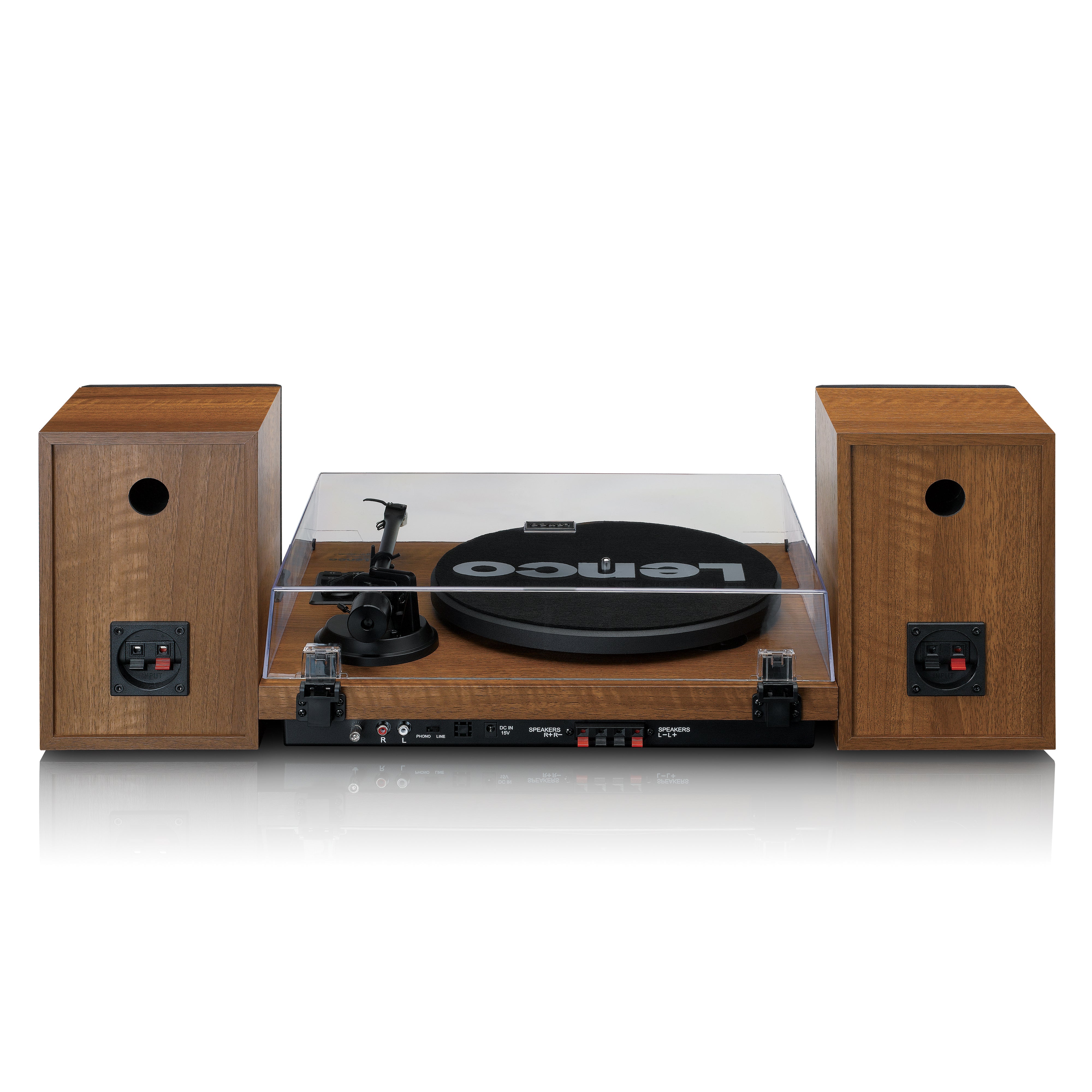 Plattenspieler mit integriertem Verstärker und Bluetooth® plus 2 externe Lautsprecher Wood