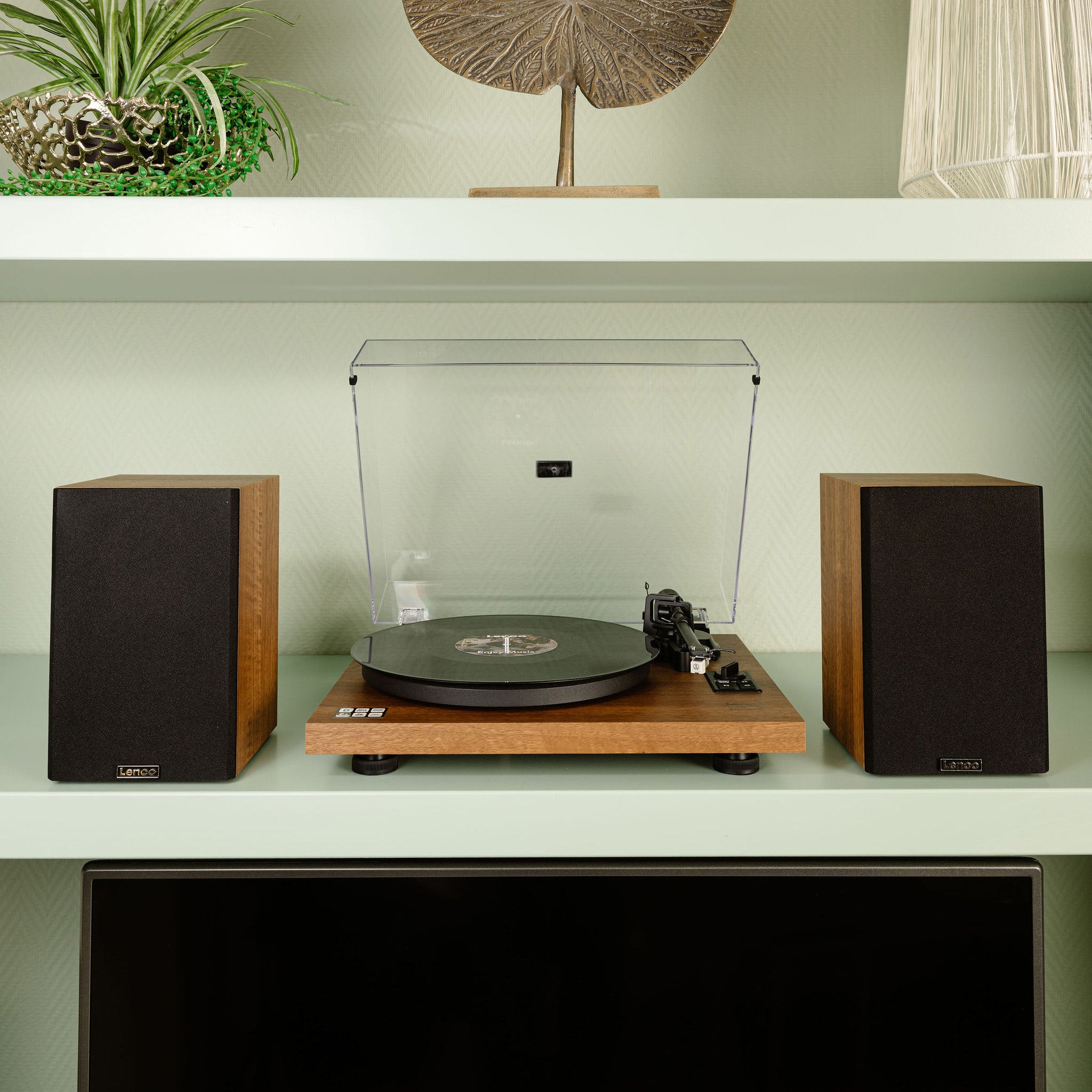 Plattenspieler mit integriertem Verstärker und Bluetooth® plus 2 externe Lautsprecher Wood