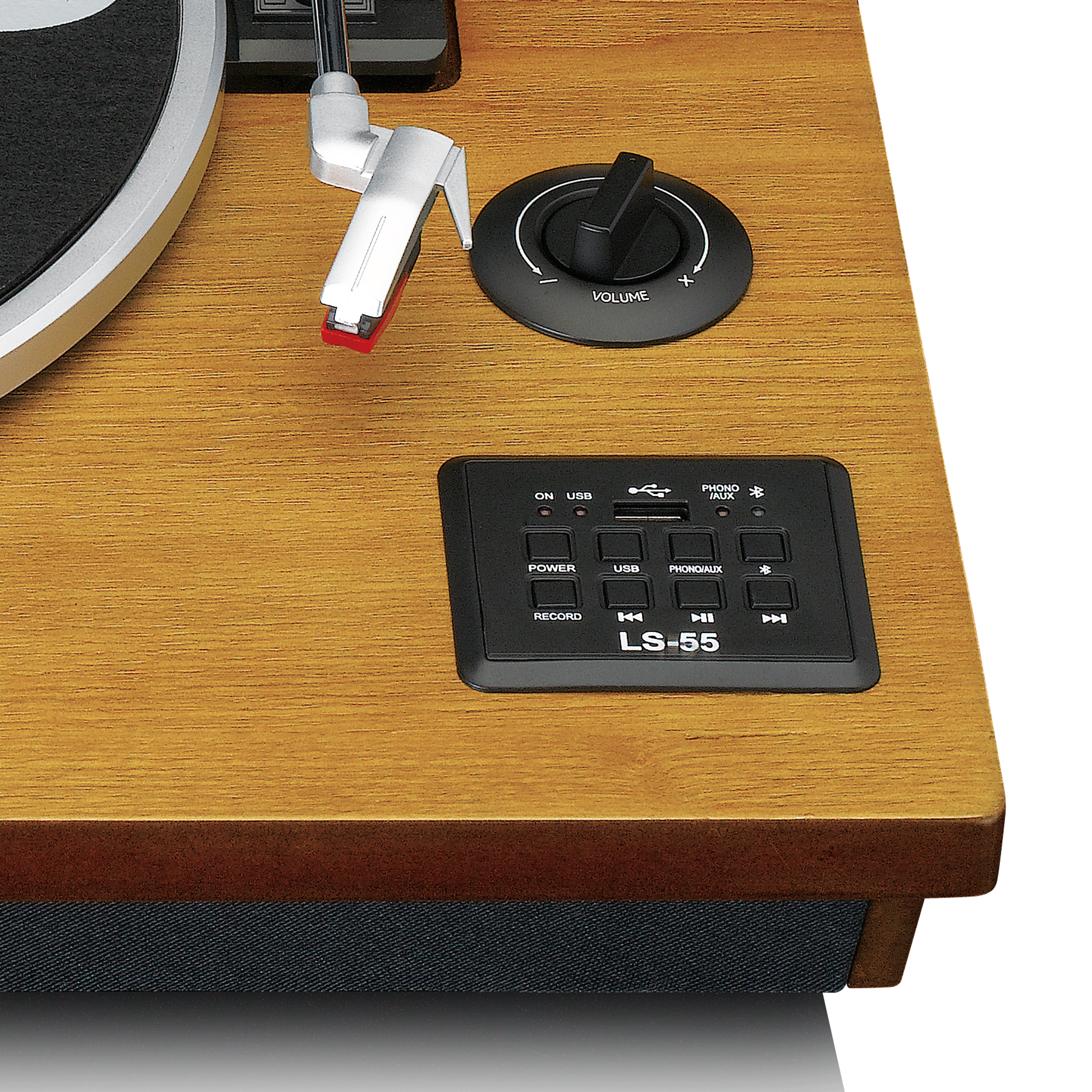 Plattenspieler mit Bluetooth®, USB-MP3-Encoder, Lautsprecher Holz