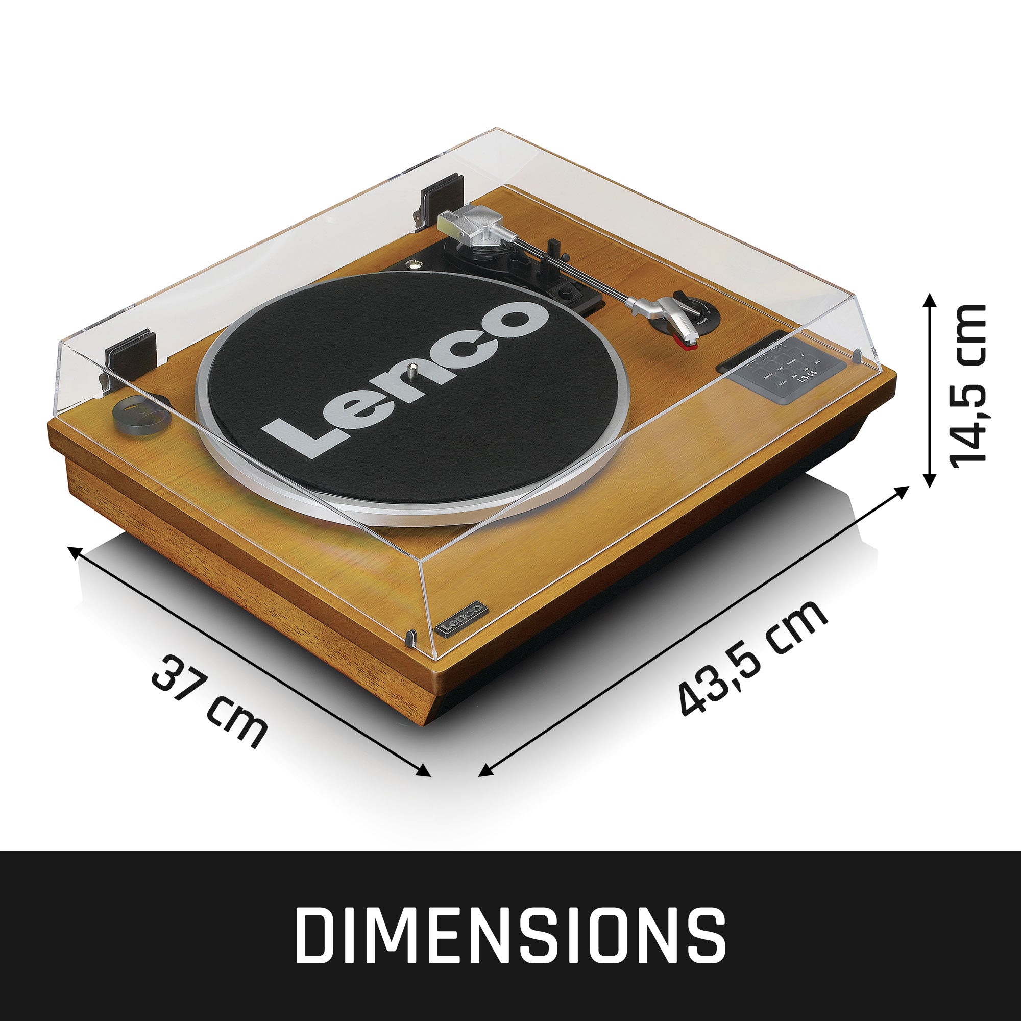 Plattenspieler mit Bluetooth®, USB-MP3-Encoder, Lautsprecher Holz