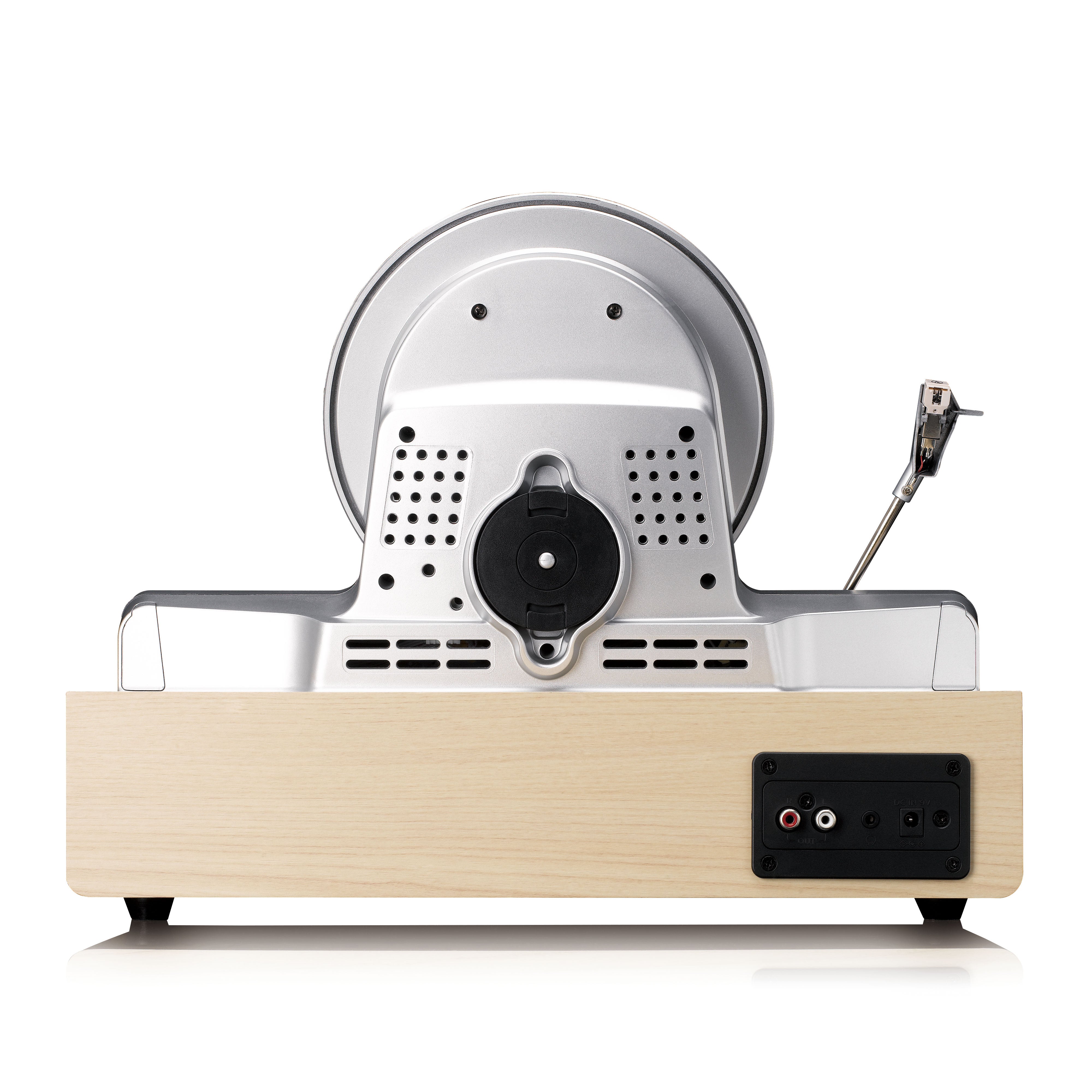 Vollautomatischer vertikaler Plattenspieler mit eingebauten Lautsprechern und Bluetooth® Silver