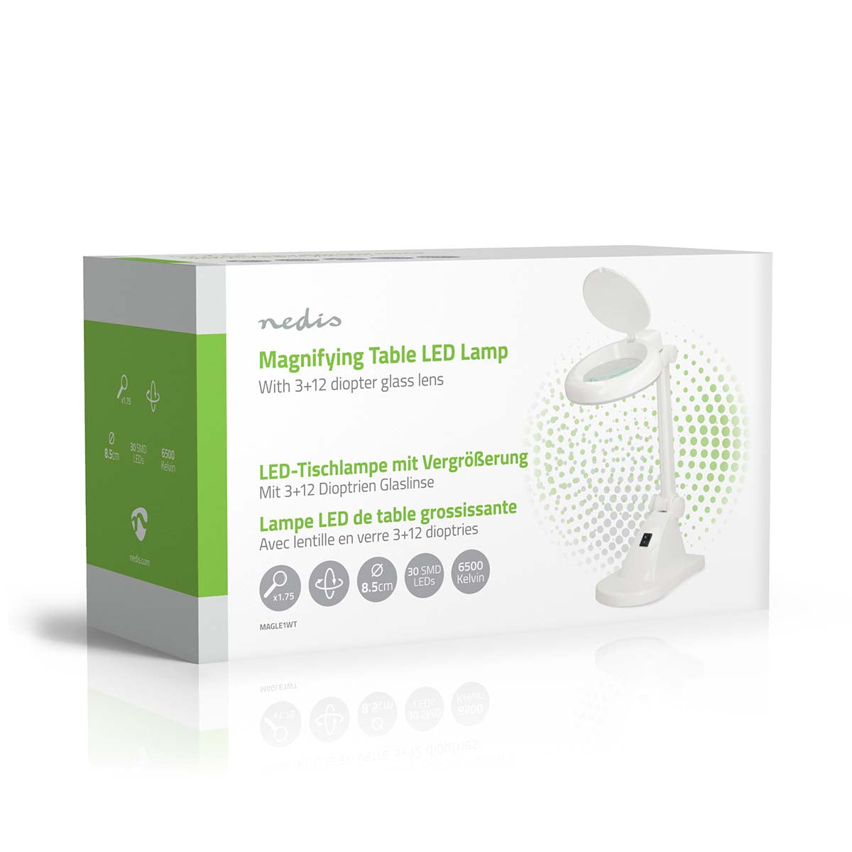 Lupenleuchte | Linsenstärke: 3 - 12 Dioptrien | 6500 K | 6 W | 400 lm | Weiss