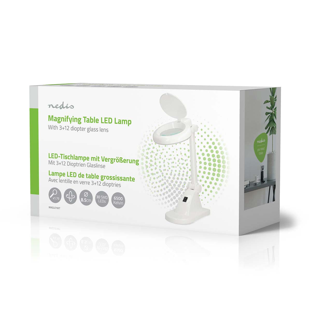 Lupenleuchte | Linsenstärke: 3 - 12 Dioptrien | 6500 K | 6 W | 400 lm | Weiss