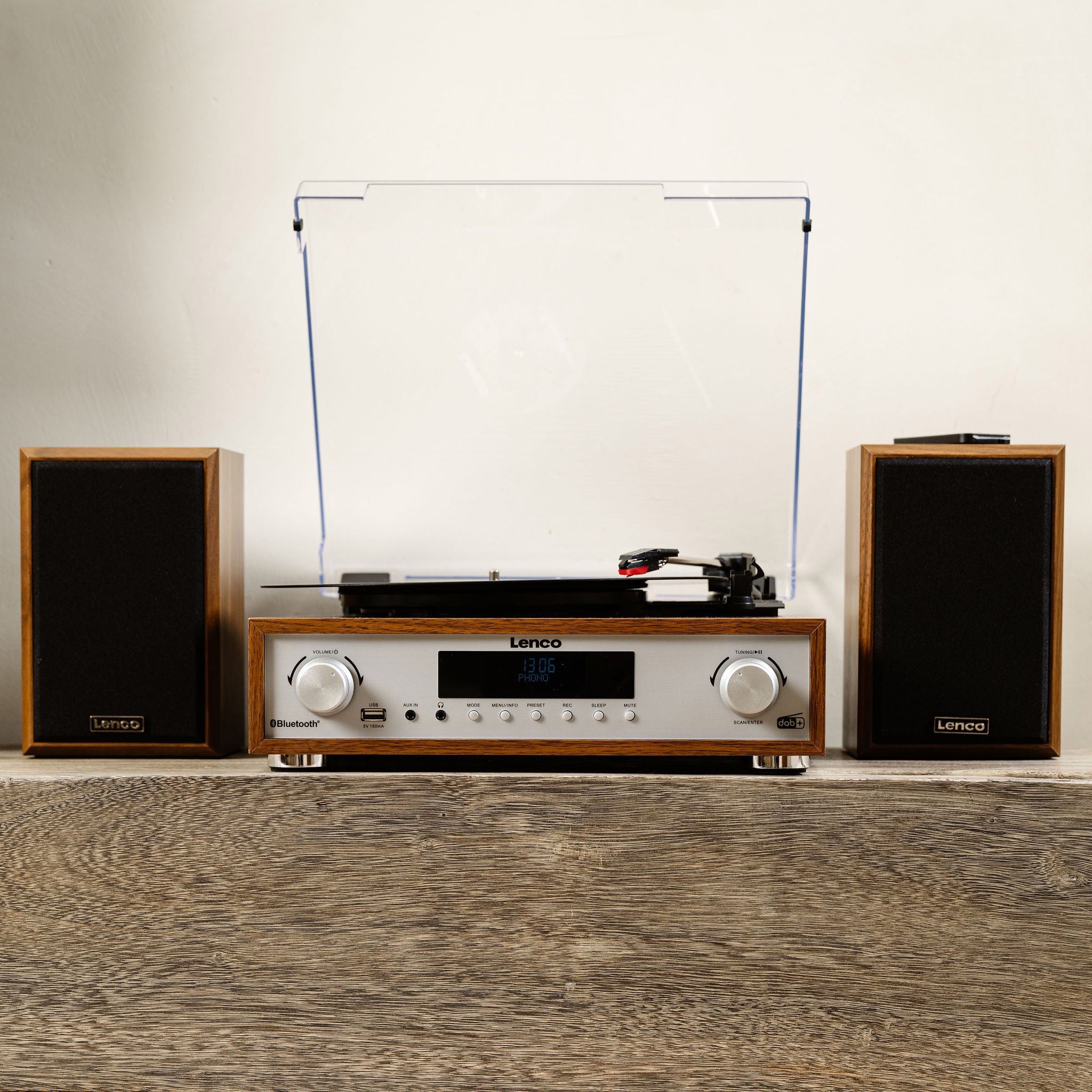 HiFi-Stereoanlage mit Plattenspieler, DAB+/FM-Radio und Bluetooth® Wood