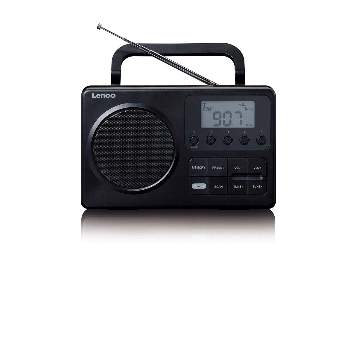 MPR-035BK Kompaktes tragbares FM Radio mit LCD Bildschirm Schwarz