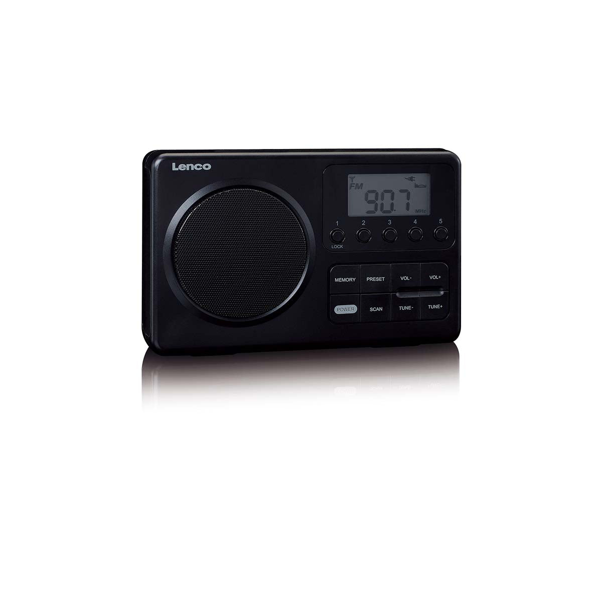 MPR-035BK Kompaktes tragbares FM Radio mit LCD Bildschirm Schwarz