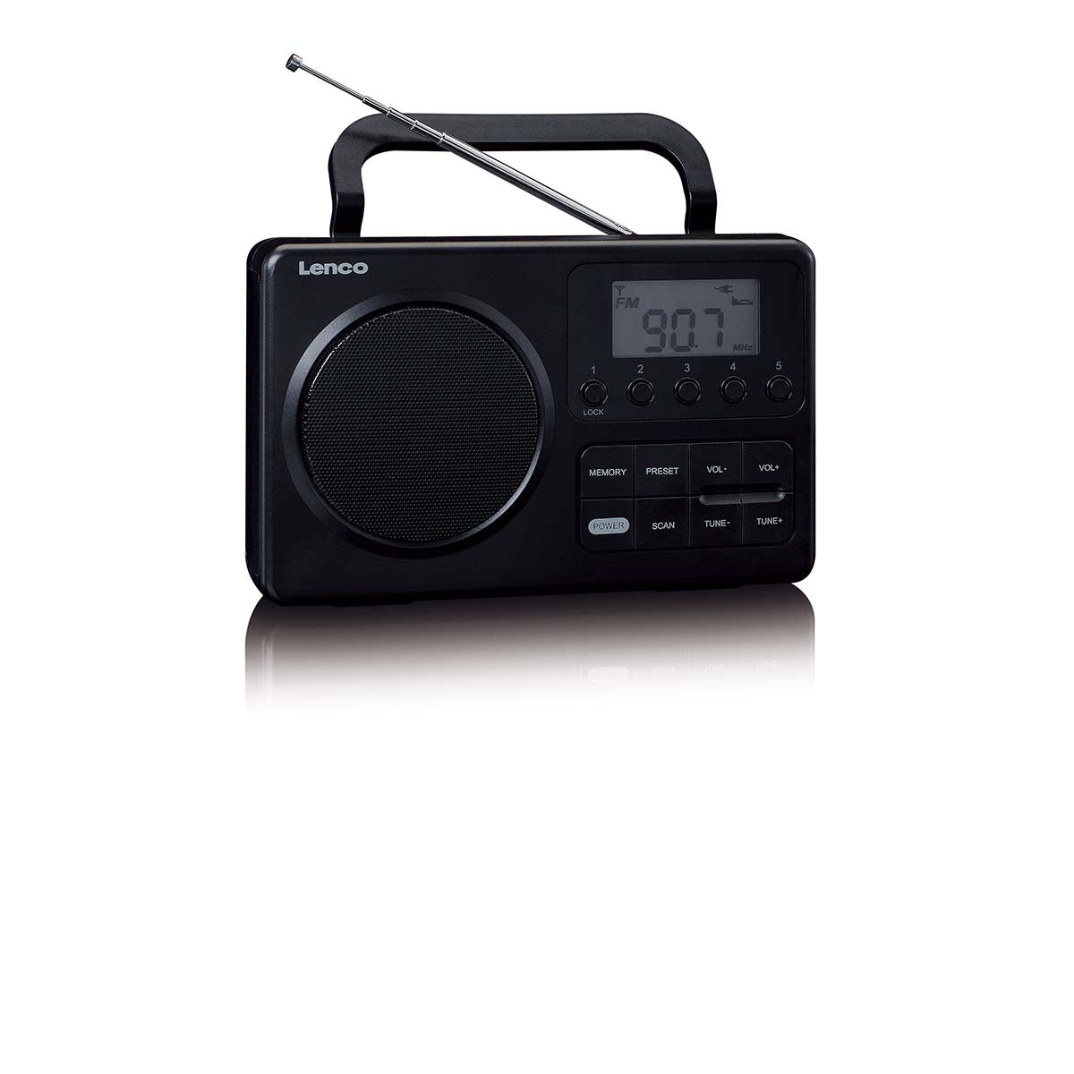 MPR-035BK Kompaktes tragbares FM Radio mit LCD Bildschirm Schwarz