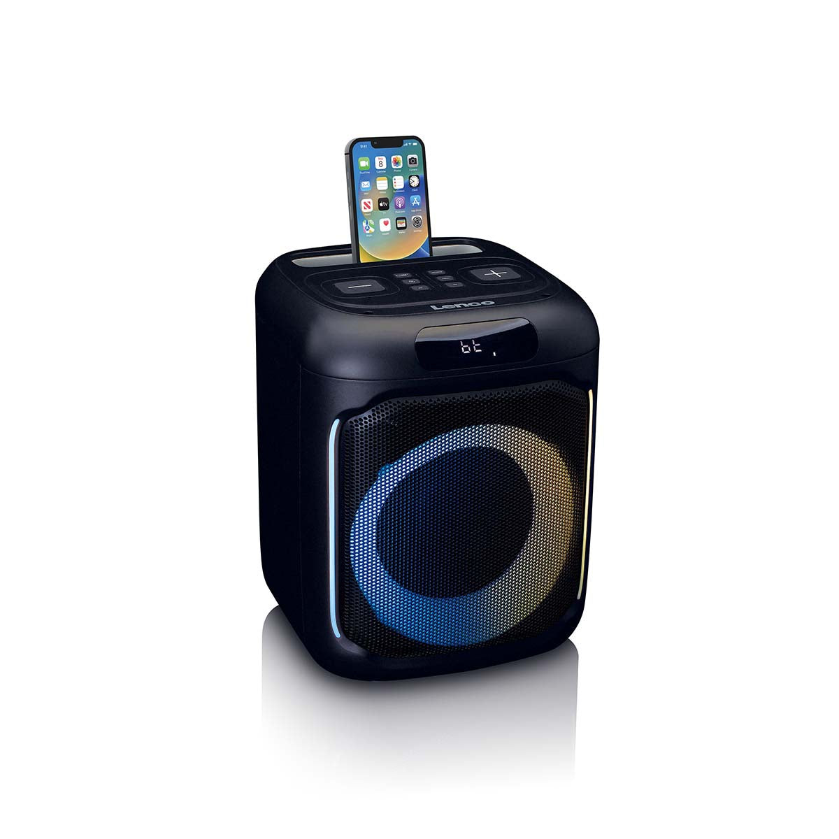 Kompakter IPX4 Bluetooth® Party-Lautsprecher mit drahtlosem Mikrofon