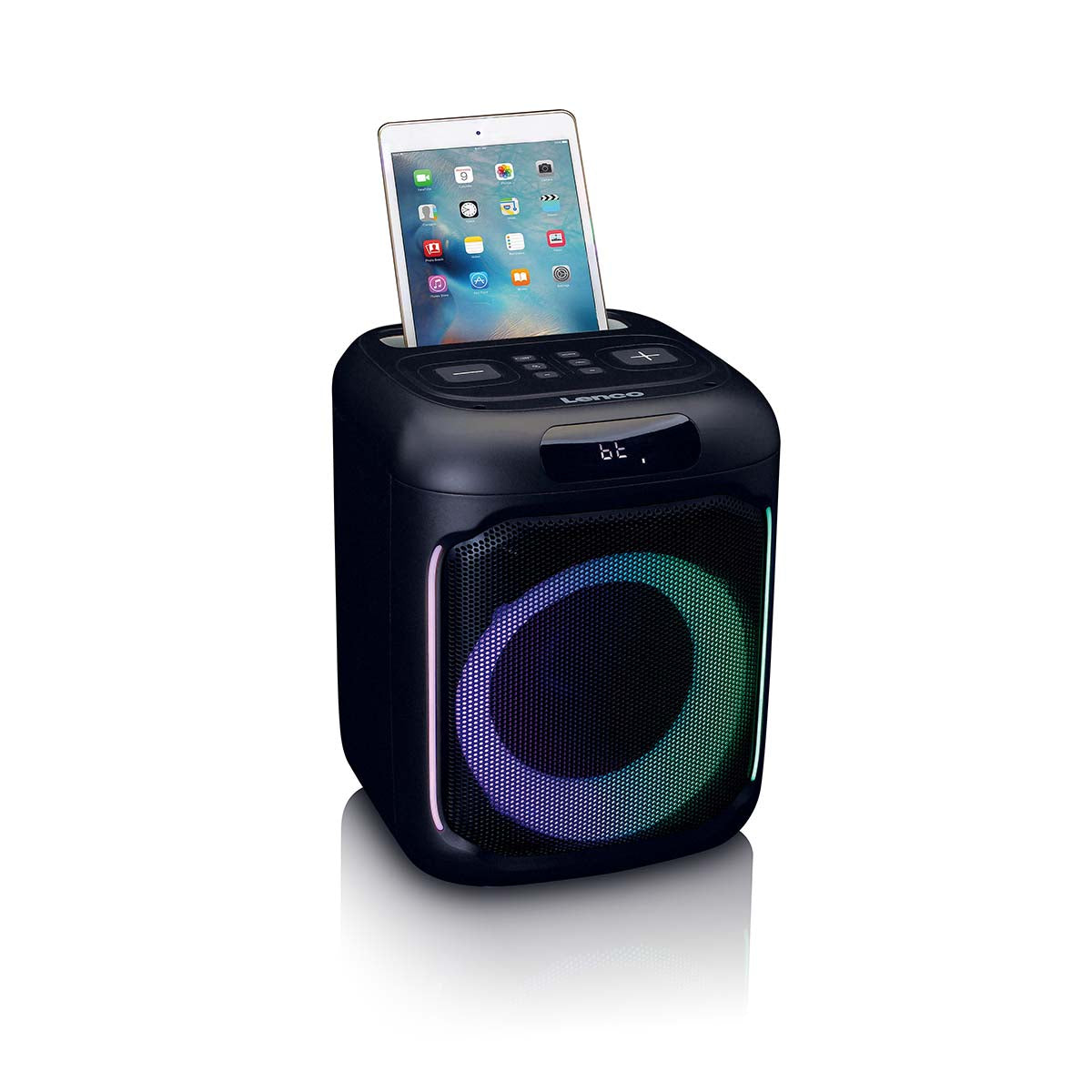 Kompakter IPX4 Bluetooth® Party-Lautsprecher mit drahtlosem Mikrofon