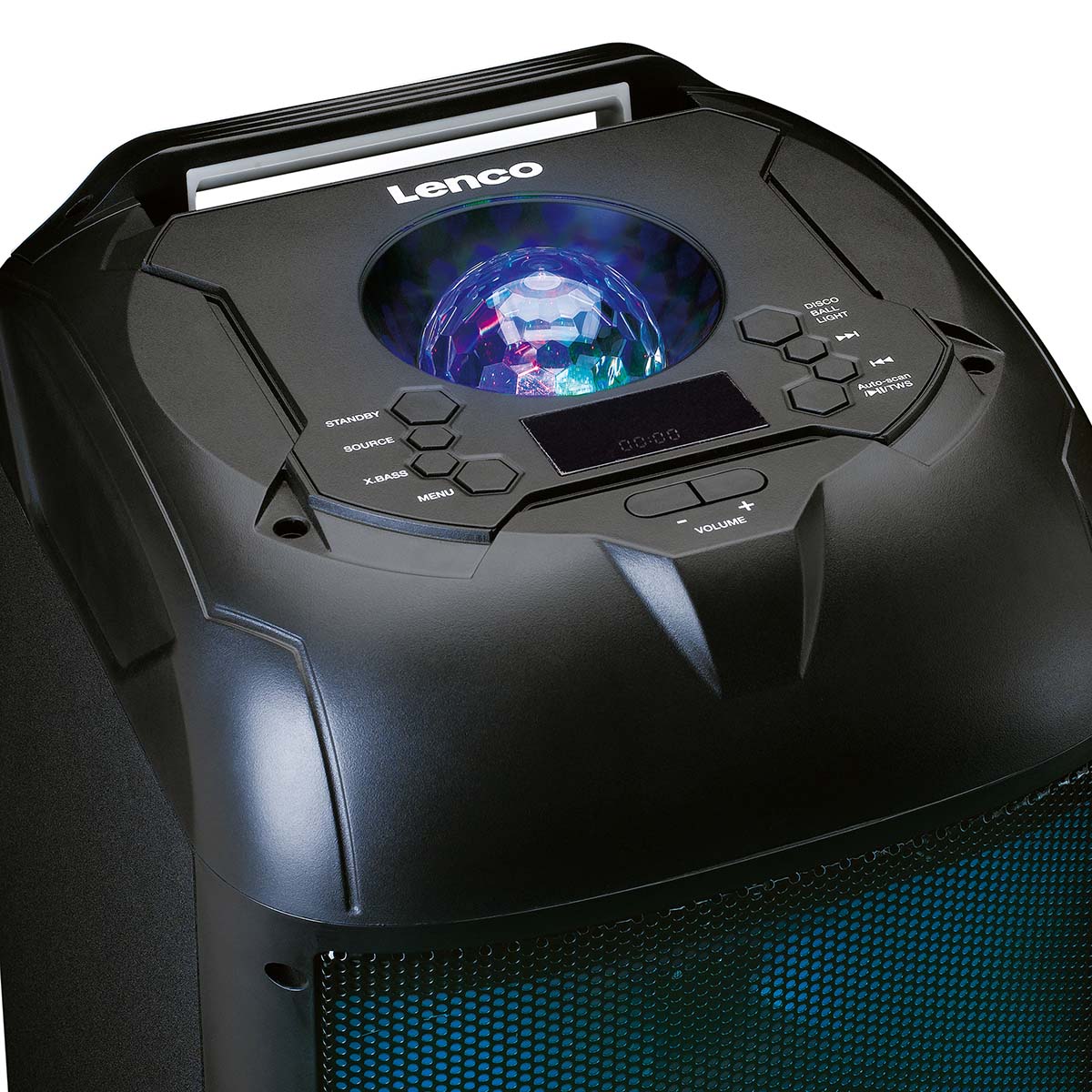 PA mit voller LED-Frontbeleuchtung und Discokugel