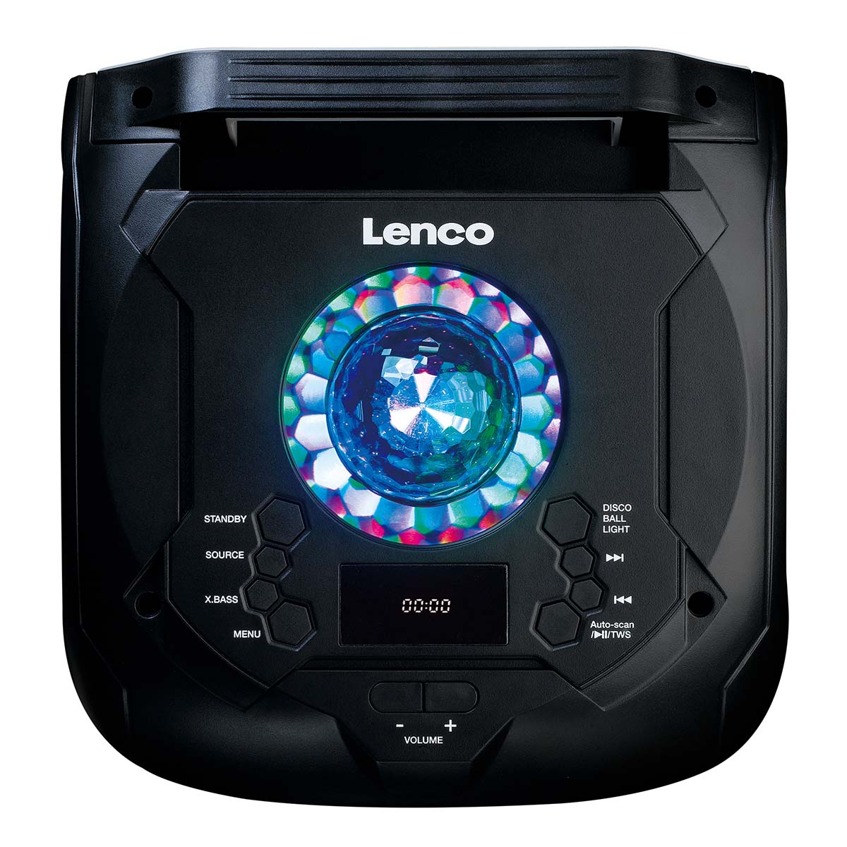 PA mit voller LED-Frontbeleuchtung und Discokugel