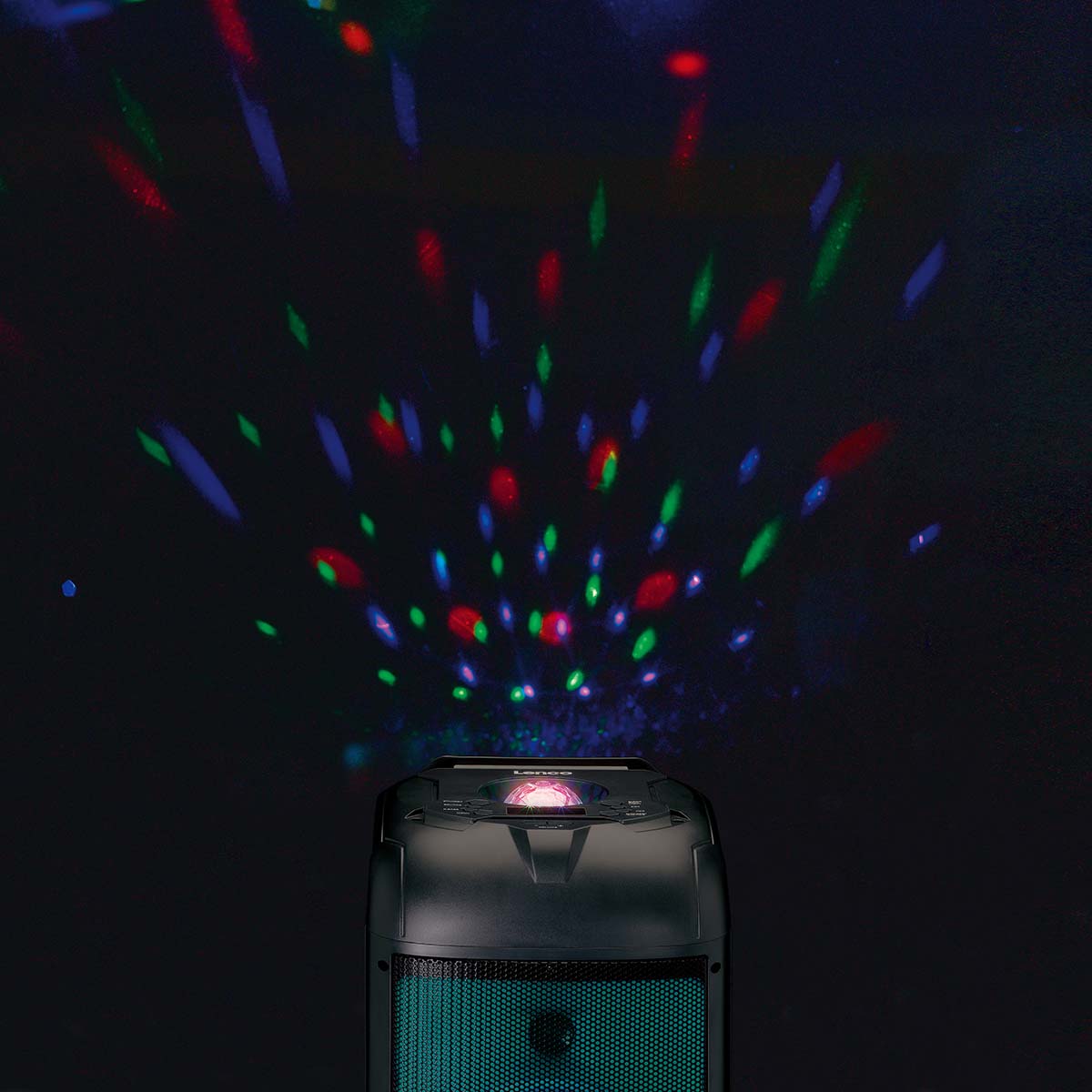 PA mit voller LED-Frontbeleuchtung und Discokugel