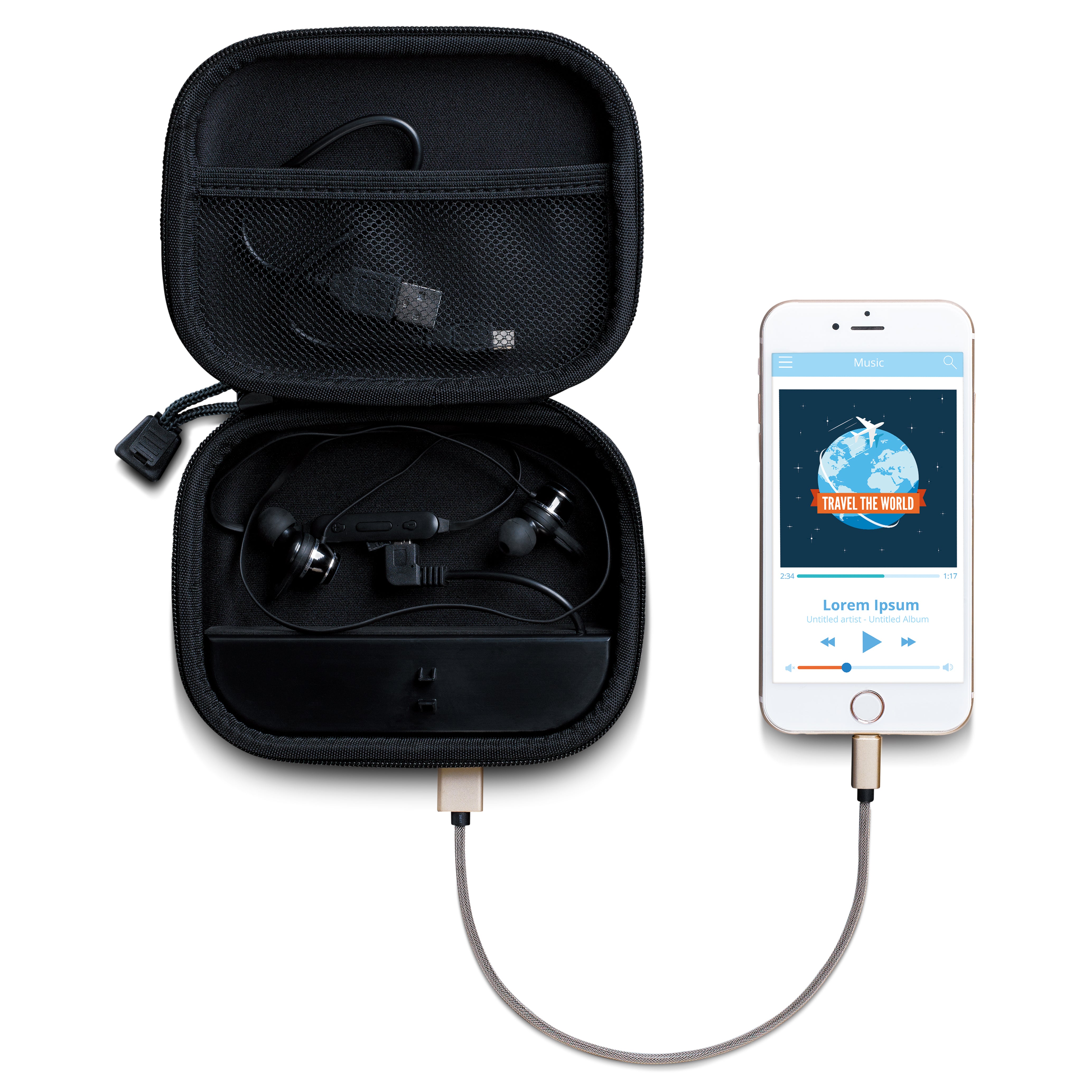 Tasche mit integrierter Powerbank Grau