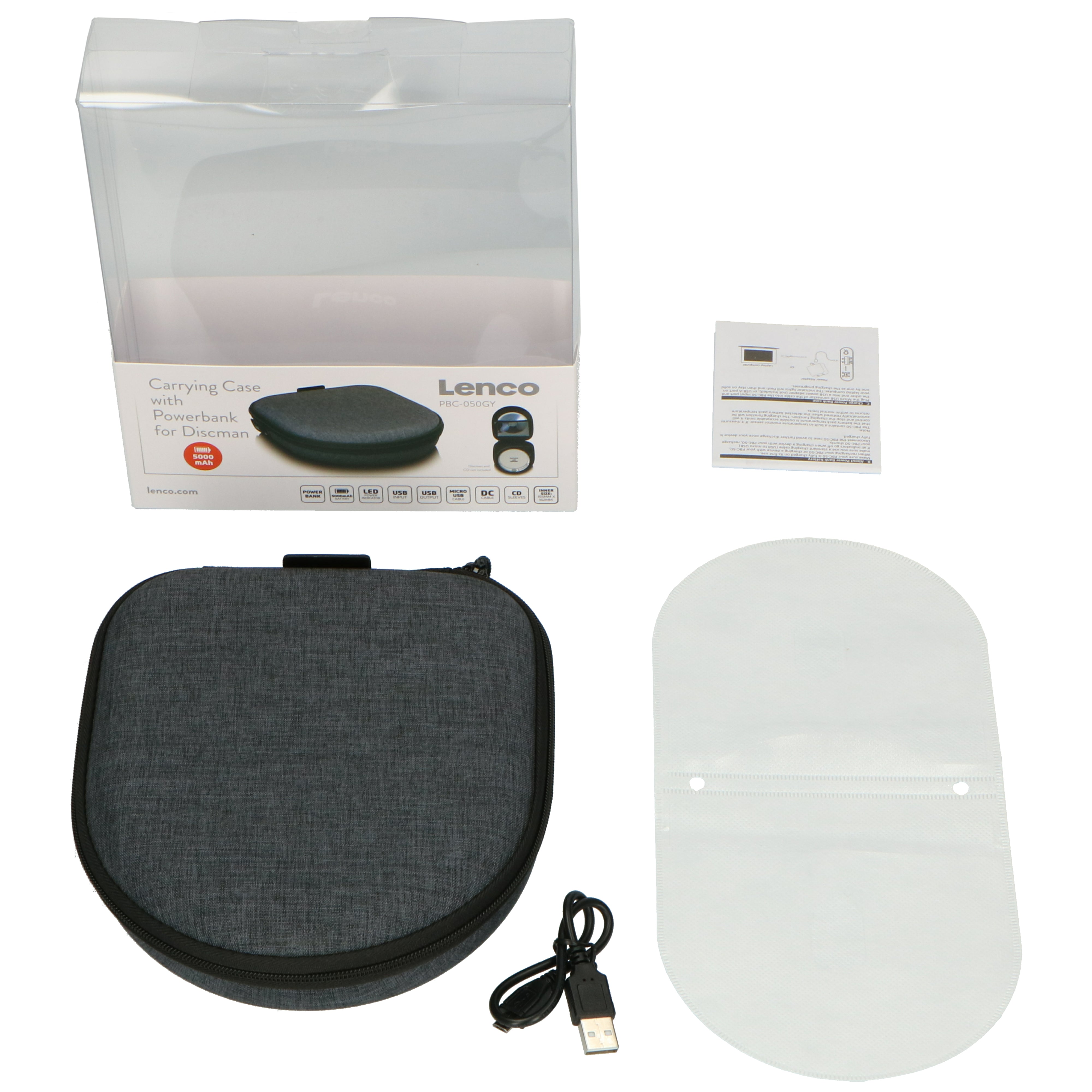 Powerbank Tasche für Discman 5000mah Grau
