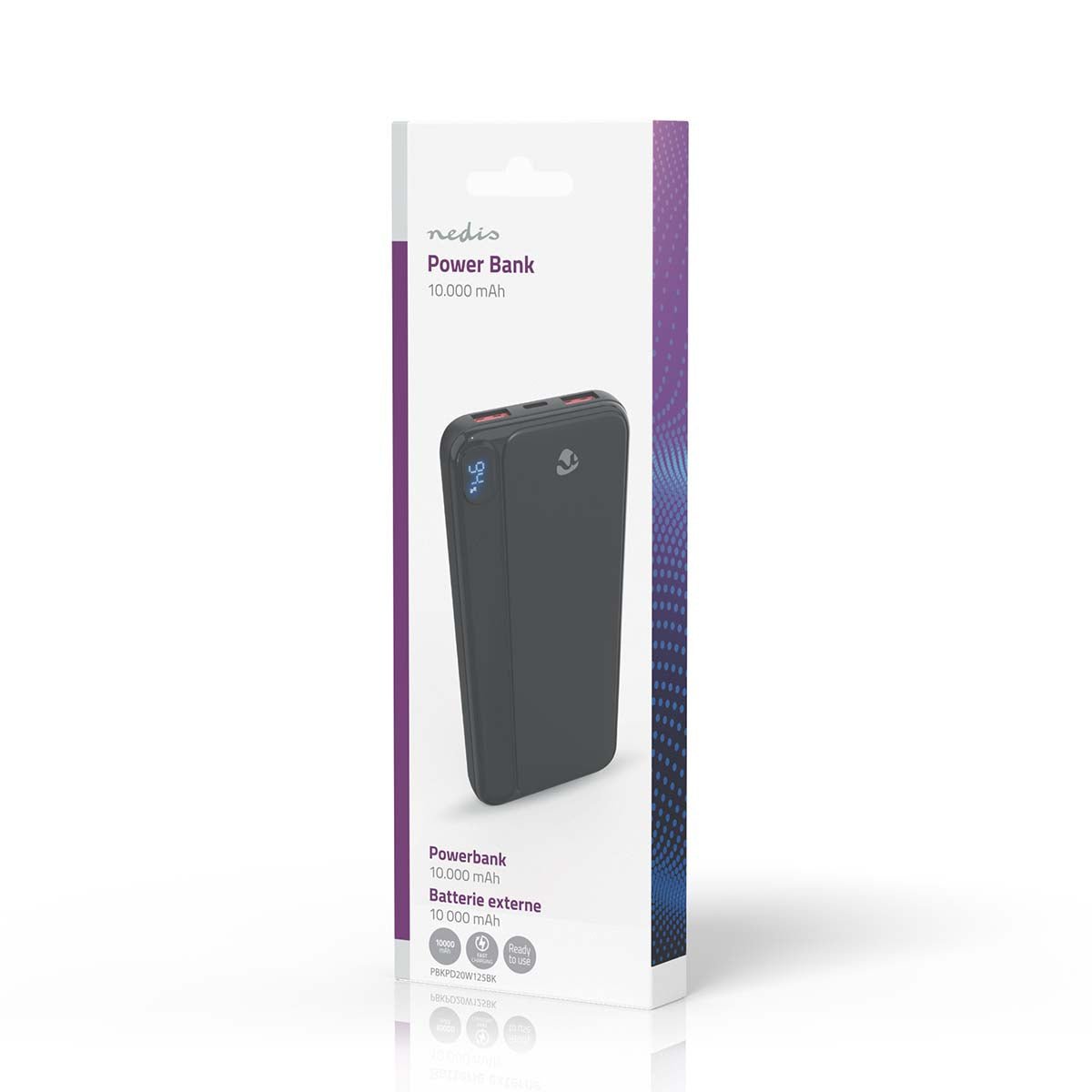 powerbank | 10000 mAh | 1.5 / 1.67 / 2.0 / 2.22 / 3.0 A | Anzahl der Ausgänge: 3 | Ausgangsanschluss: 1x USB-C™ / 2x USB-A | Eingangsverbindung: 1x USB-C™ | PD3.0 20W | Lithium-Polymer | Anzeige