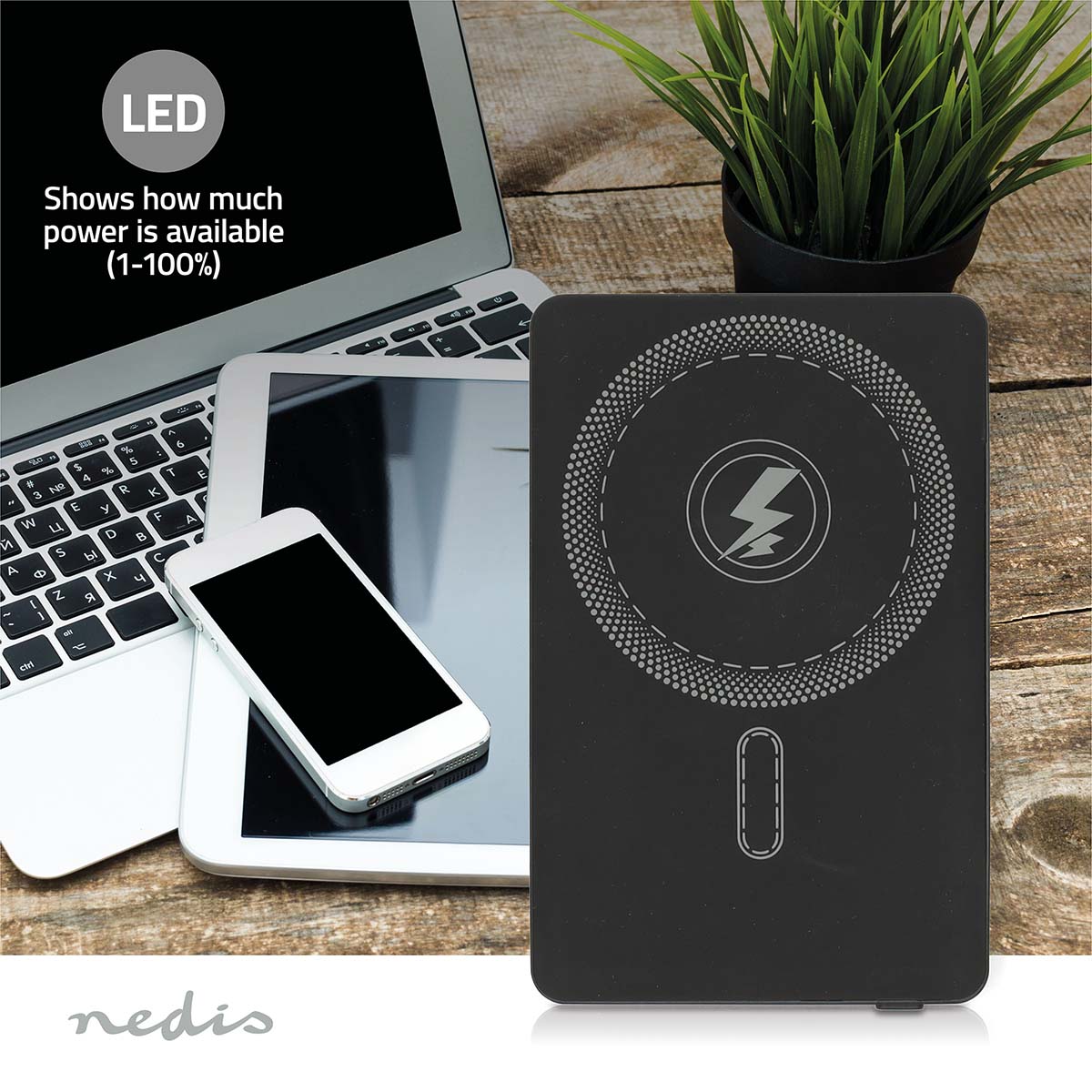 powerbank | 5000 mAh | kabelloses Laden | 1.67 / 2.22 / 3.0 A | Anzahl der Ausgänge: 1 | Ausgangsanschluss: 1x USB-C™ | Eingangsverbindung: 1x USB-C™ | PD3.0 20W | Lithium-Polymer