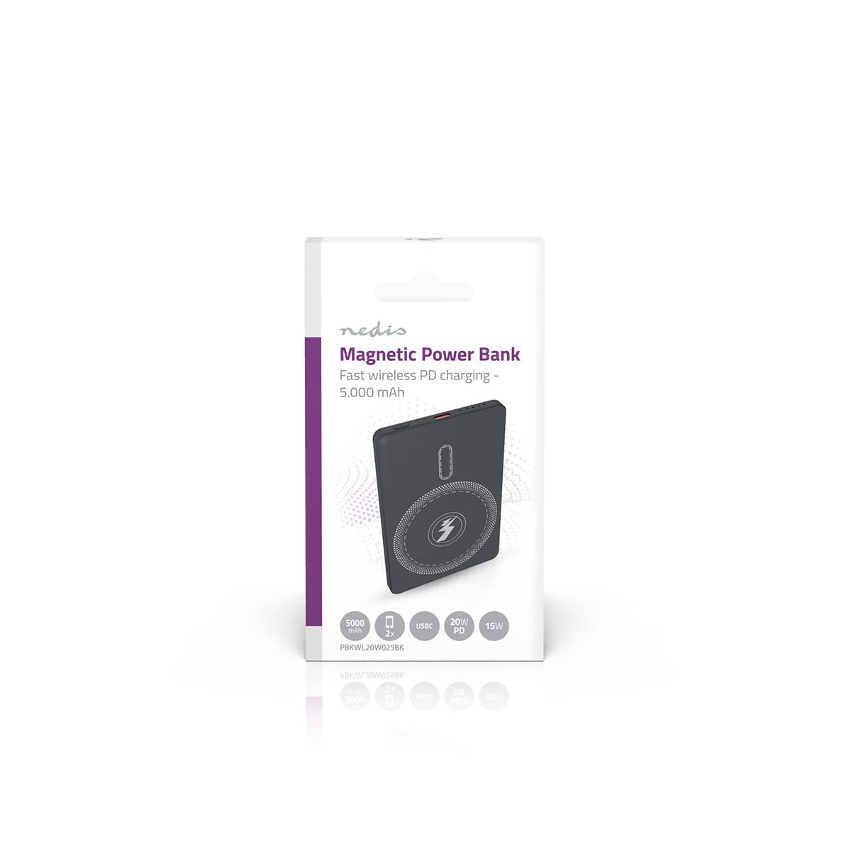 powerbank | 5000 mAh | kabelloses Laden | 1.67 / 2.22 / 3.0 A | Anzahl der Ausgänge: 1 | Ausgangsanschluss: 1x USB-C™ | Eingangsverbindung: 1x USB-C™ | PD3.0 20W | Lithium-Polymer