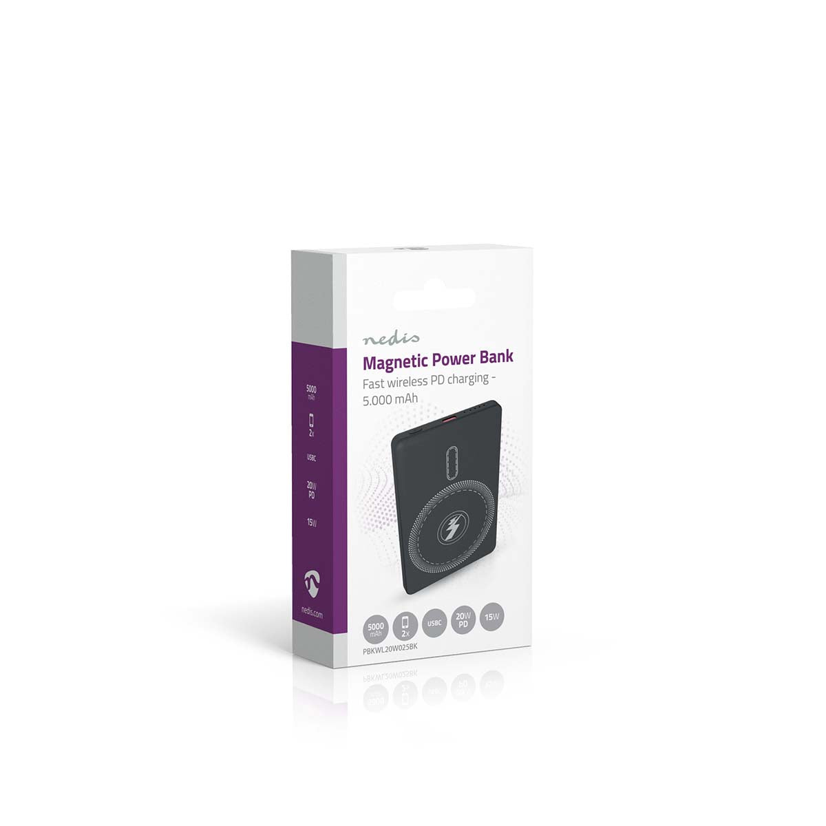 powerbank | 5000 mAh | kabelloses Laden | 1.67 / 2.22 / 3.0 A | Anzahl der Ausgänge: 1 | Ausgangsanschluss: 1x USB-C™ | Eingangsverbindung: 1x USB-C™ | PD3.0 20W | Lithium-Polymer