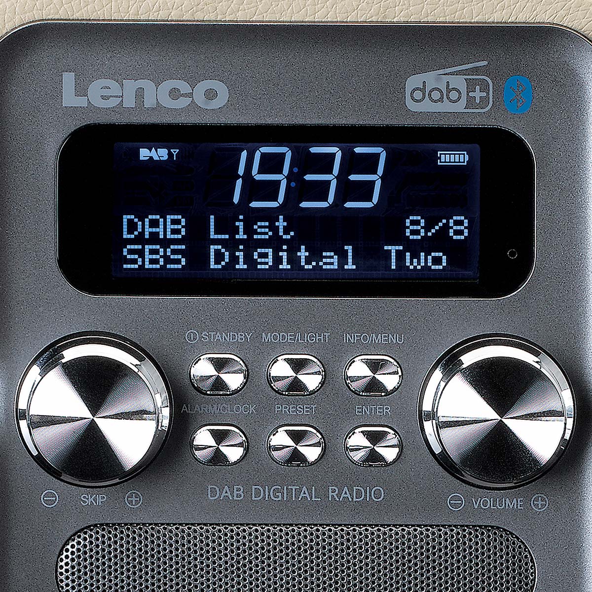 Tragbares DAB+ FM Radio mit Bluetooth® und AUX-Eingang, wiederaufladbare Batterie Taupe
