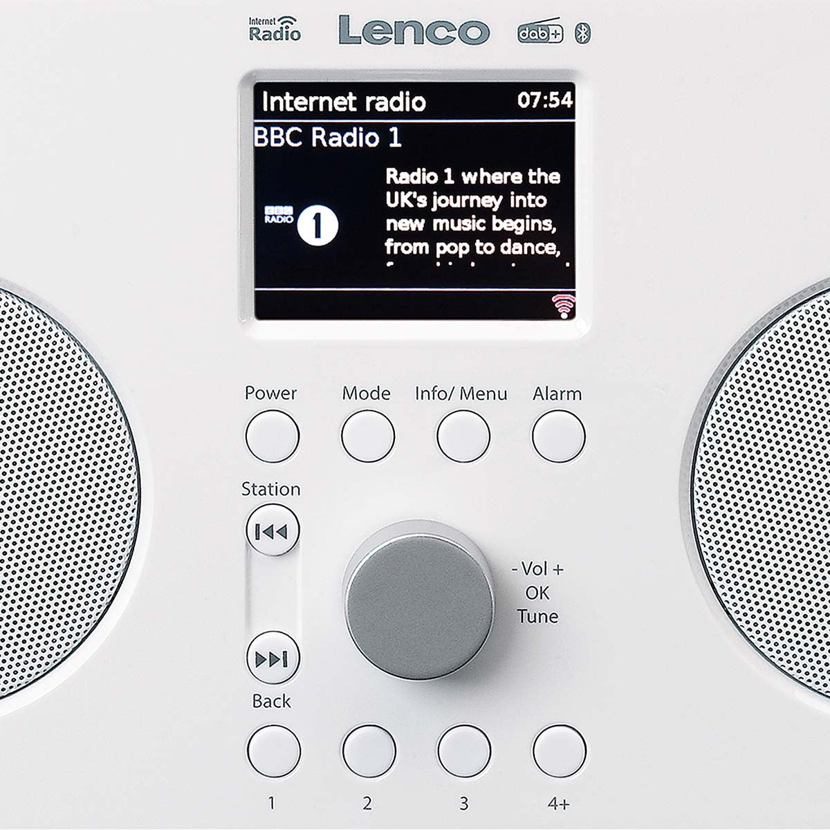 Internet-DAB+/FM-Radio mit Bluetooth®-Fernbedienung und wiederaufladbarem Akku Weiß