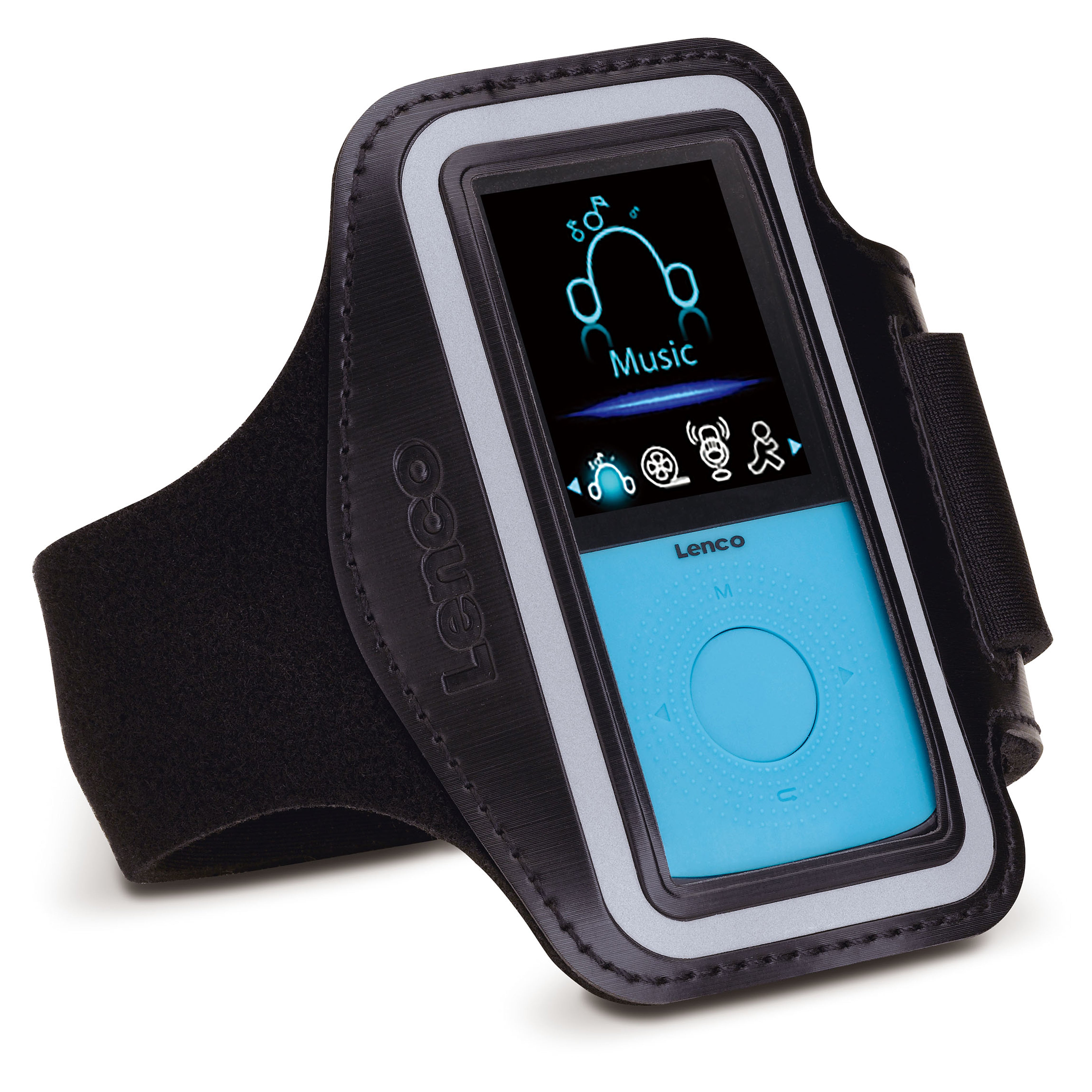 Sport MP3/4 Player mit Schrittzähler Sport-Ohrstöpsel und Sport-Armband Blau