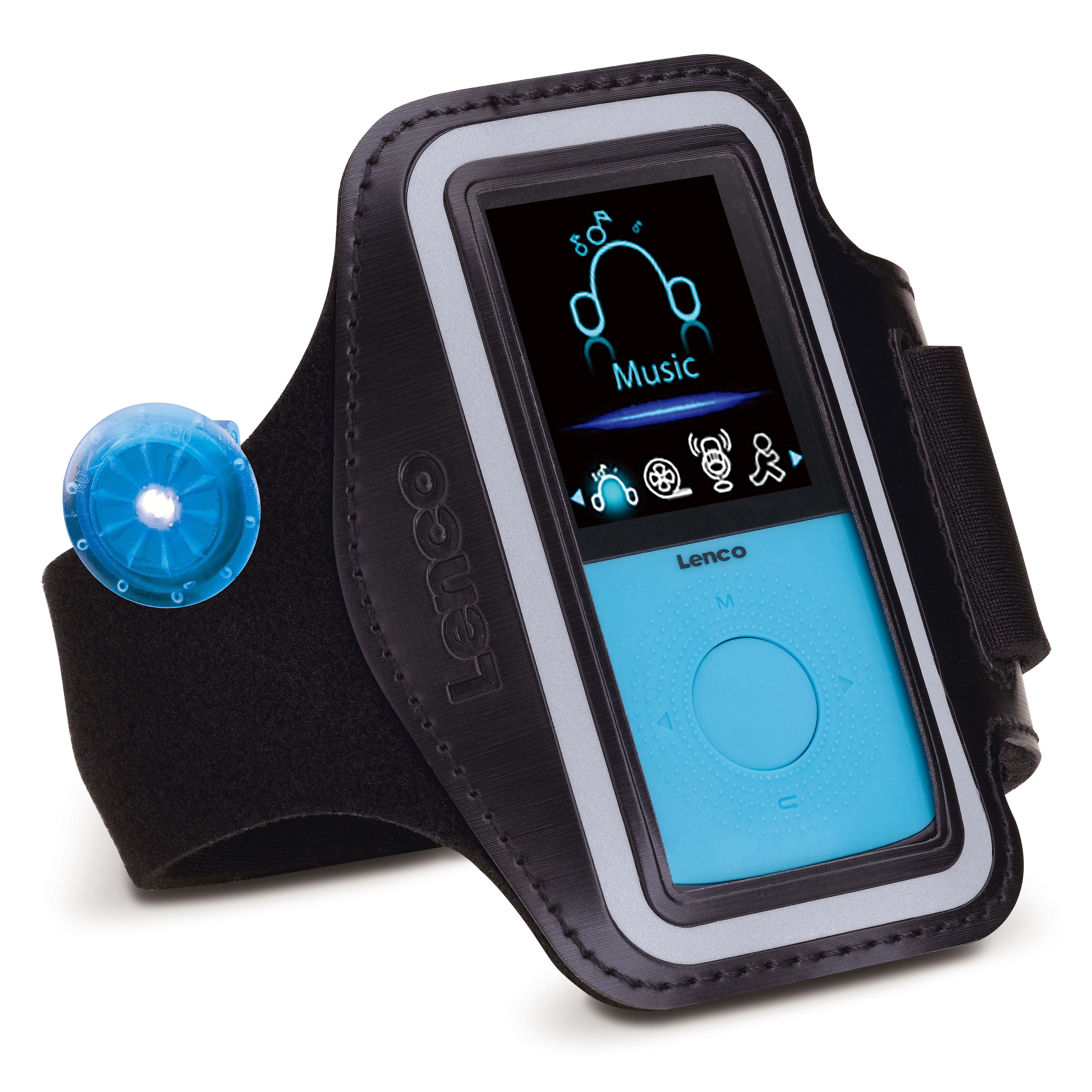 Sport MP3/4 Player mit Schrittzähler Sport-Ohrstöpsel und Sport-Armband Blau