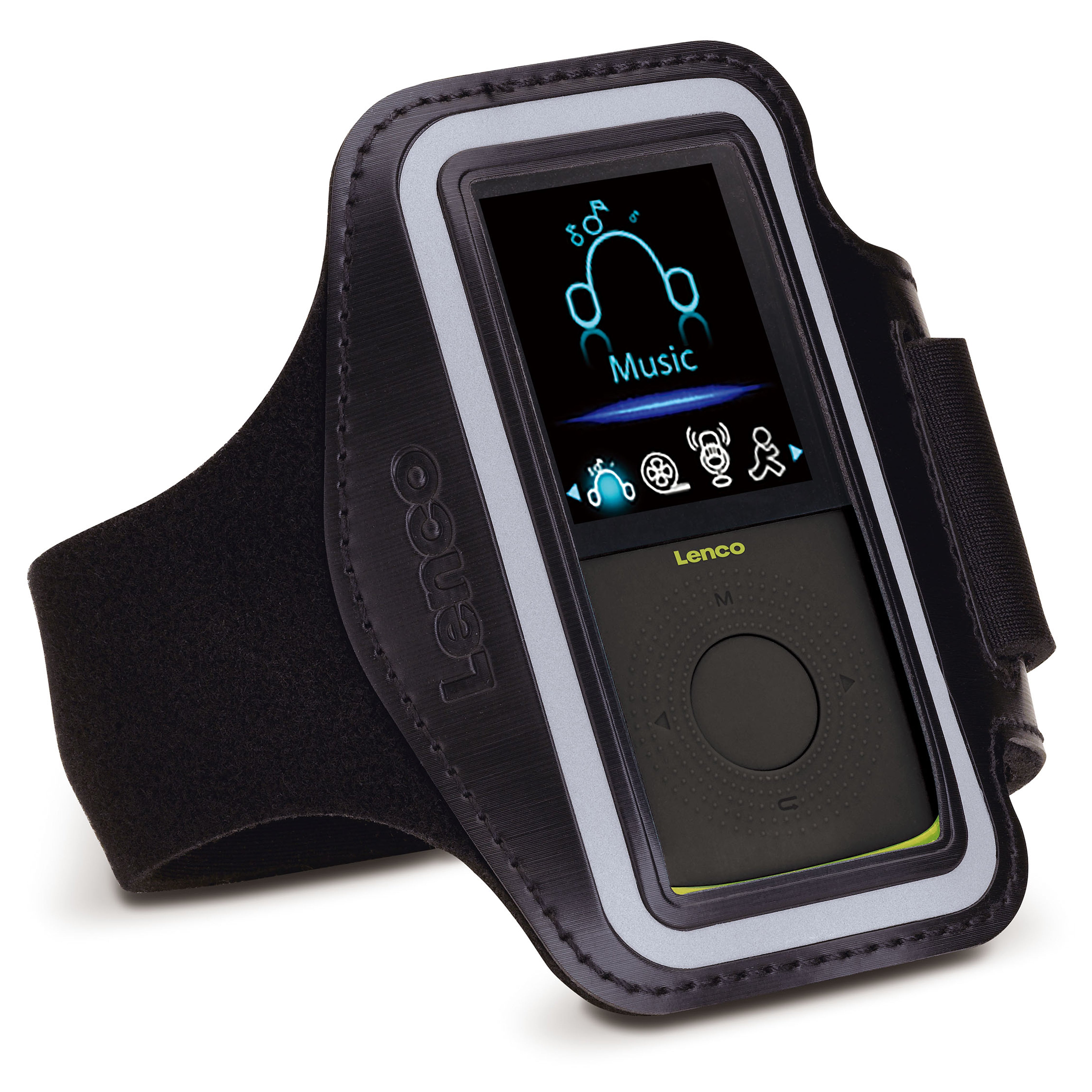Sport MP3/4 Player mit Schrittzähler Sport-Ohrstöpsel und Sport-Armband Lime