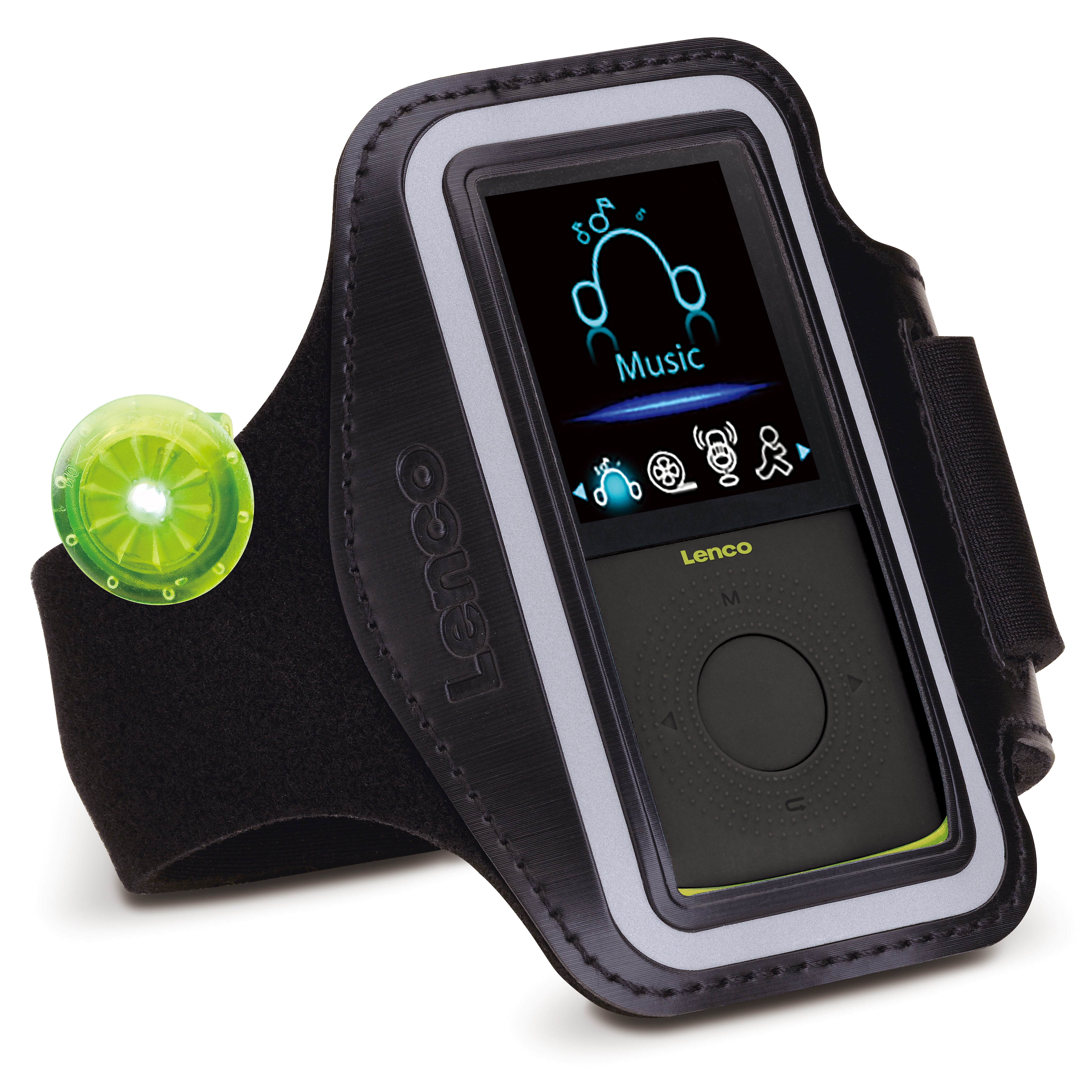 Sport MP3/4 Player mit Schrittzähler Sport-Ohrstöpsel und Sport-Armband Lime