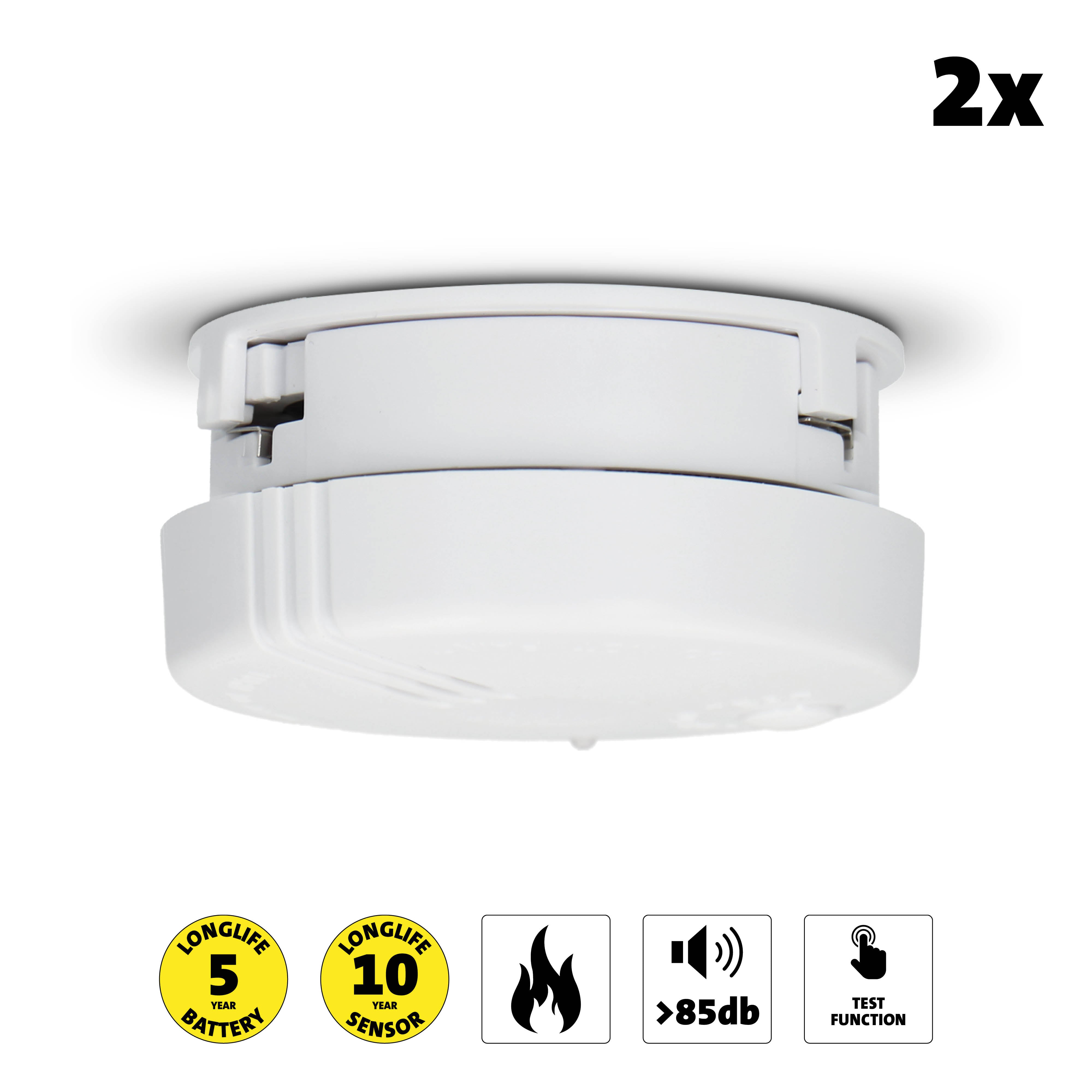 Mini-Rauchmelder 5-Jahres-Batterie 2er-Pack Weiß