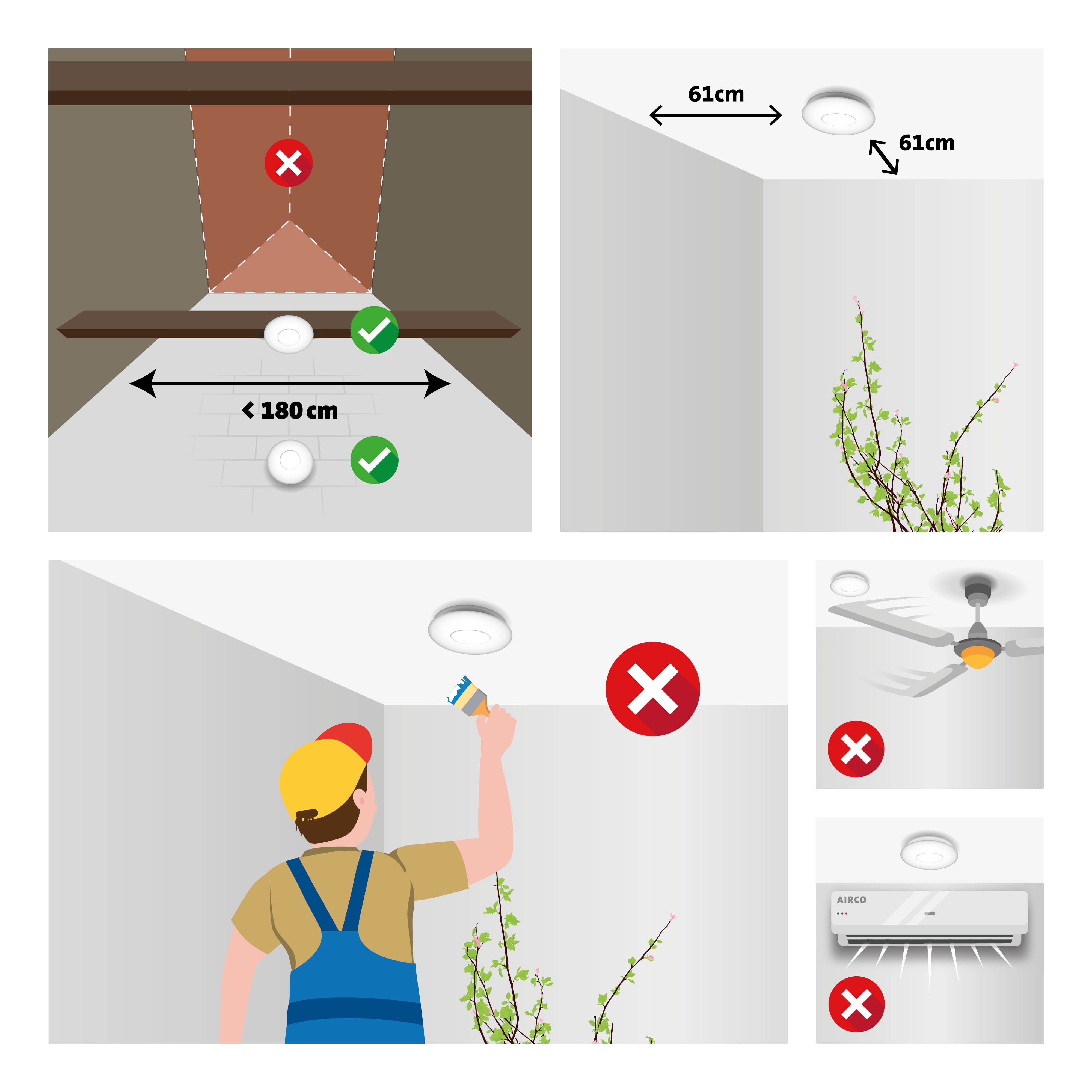 Drahtlos anschließbarer Rauchmelder 10 Jahre Weiß