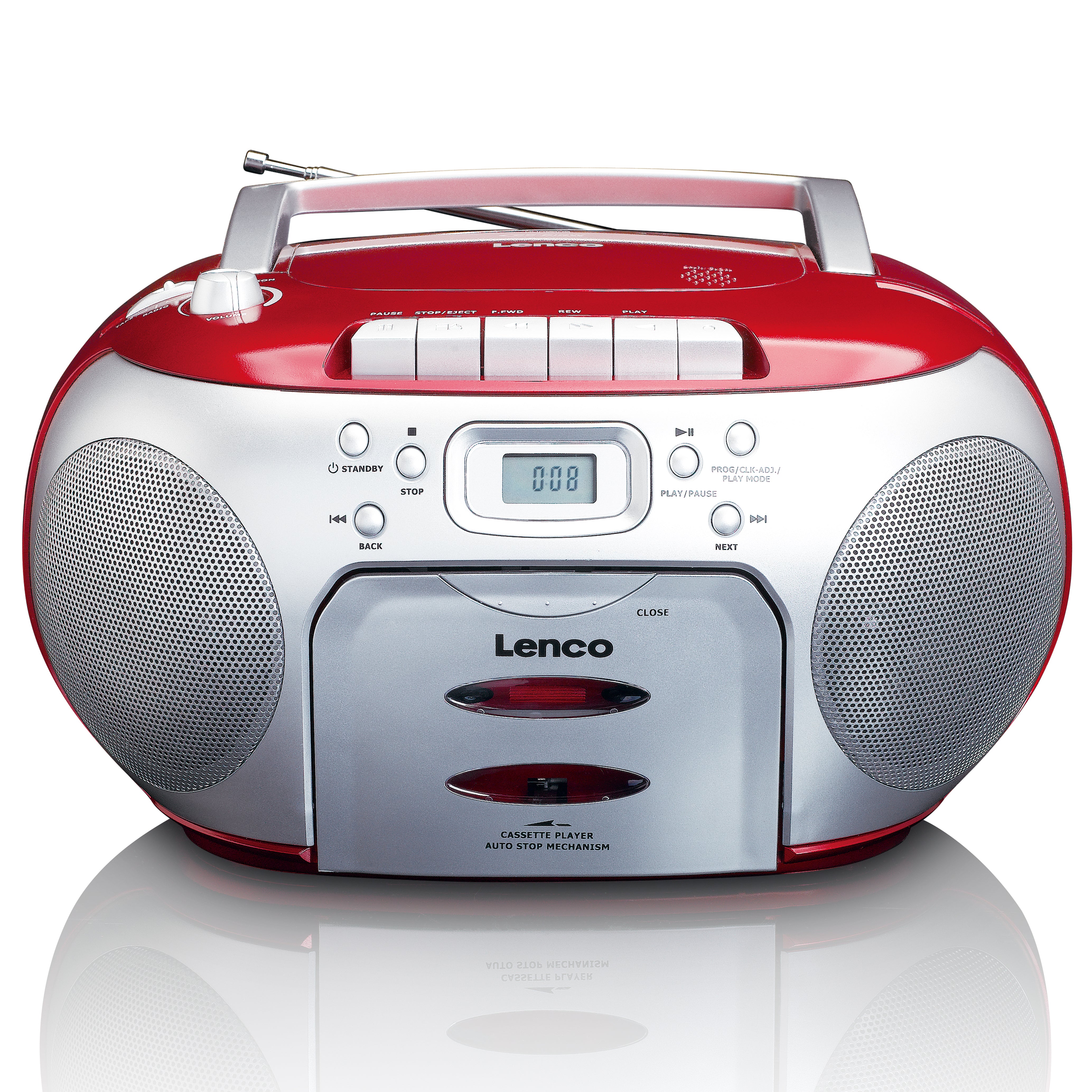 Tragbarer FM-Radio-CD-Kassettenspieler Rot