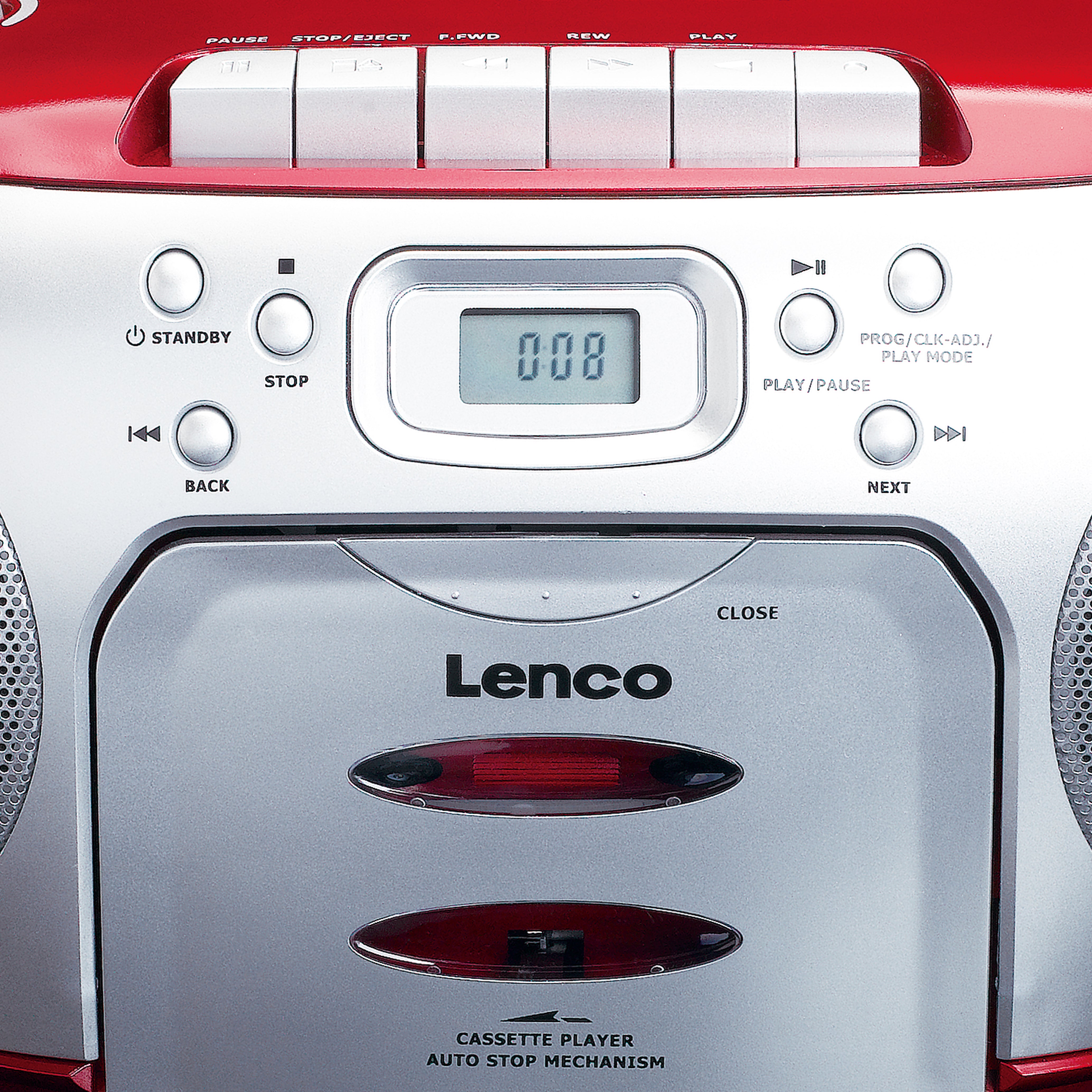 Tragbarer FM-Radio-CD-Kassettenspieler Rot