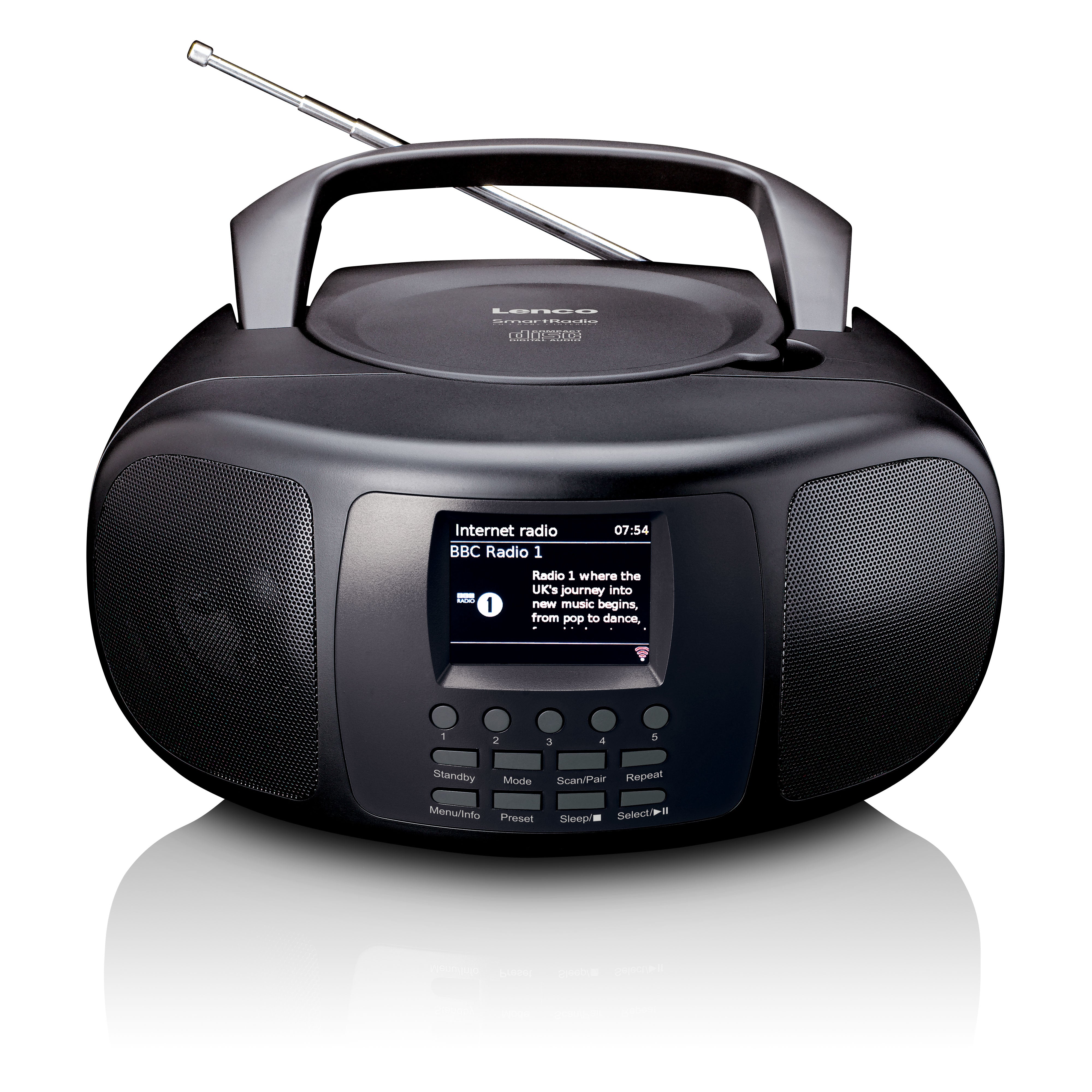 Tragbares Internetradio mit DAB+/FM, Bluetooth®, CD-Player und großem LCD-Farbdisplay Schwarz