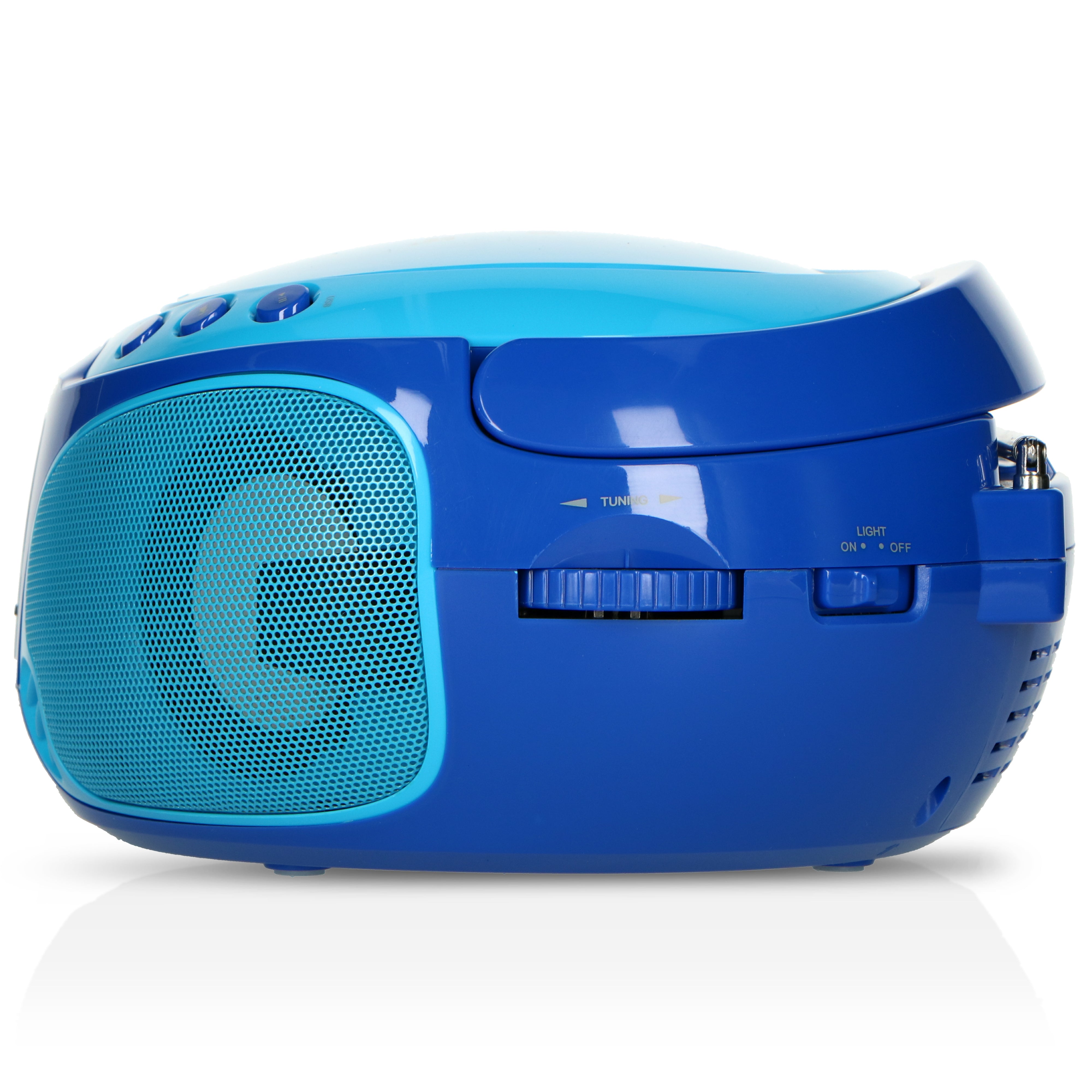 Tragbares FM Radio CD/MP3/USB Mikrofon & Lichteffekte Blau