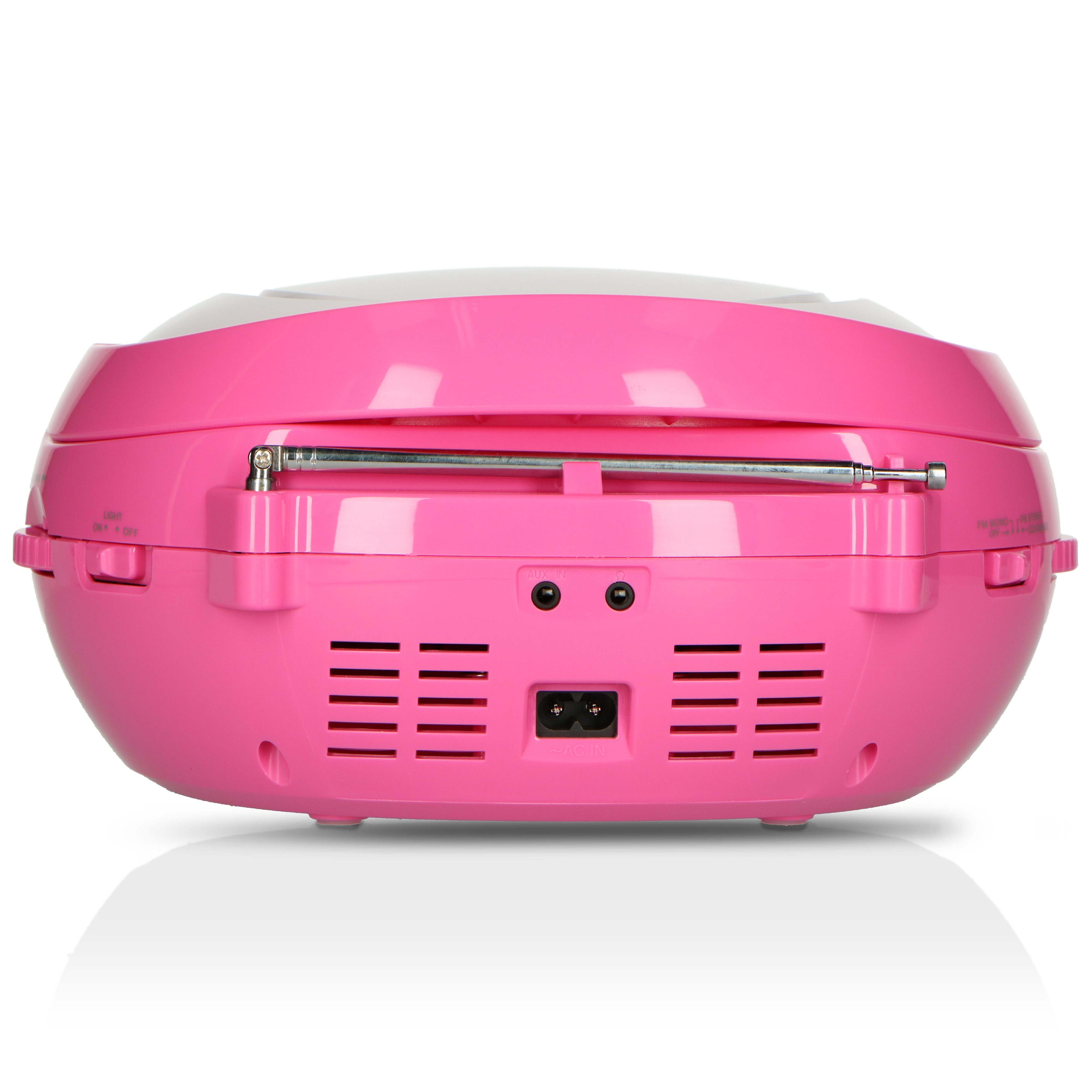 Tragbares FM Radio CD/MP3/USB Mikrofon & Lichteffekte Rosa