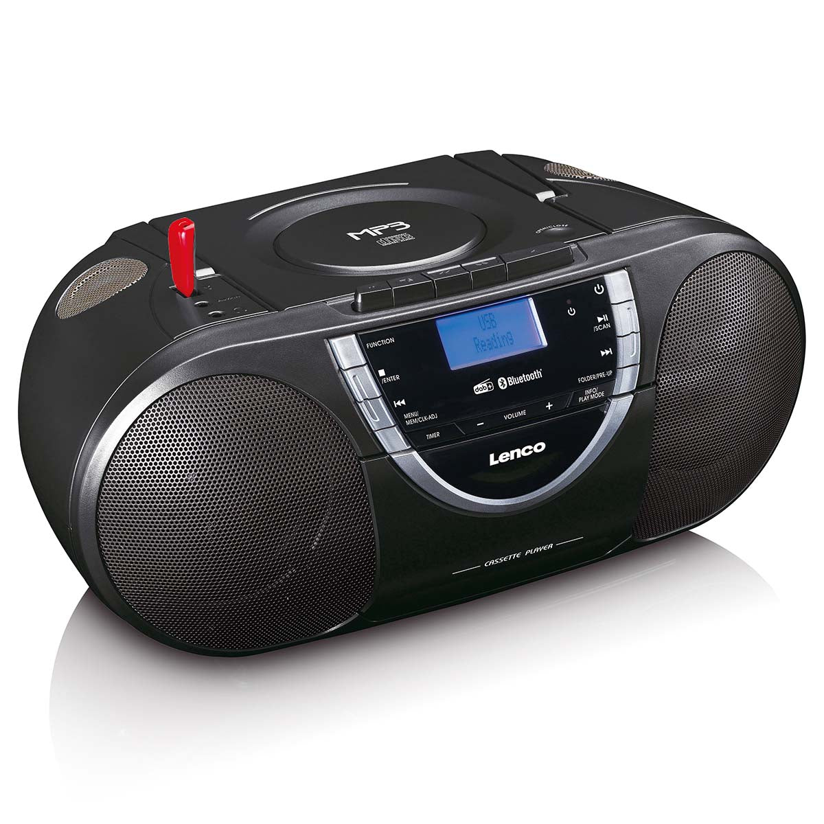Tragbares DAB+ und FM Radio mit CD-Kassette und Bluetooth Schwarz