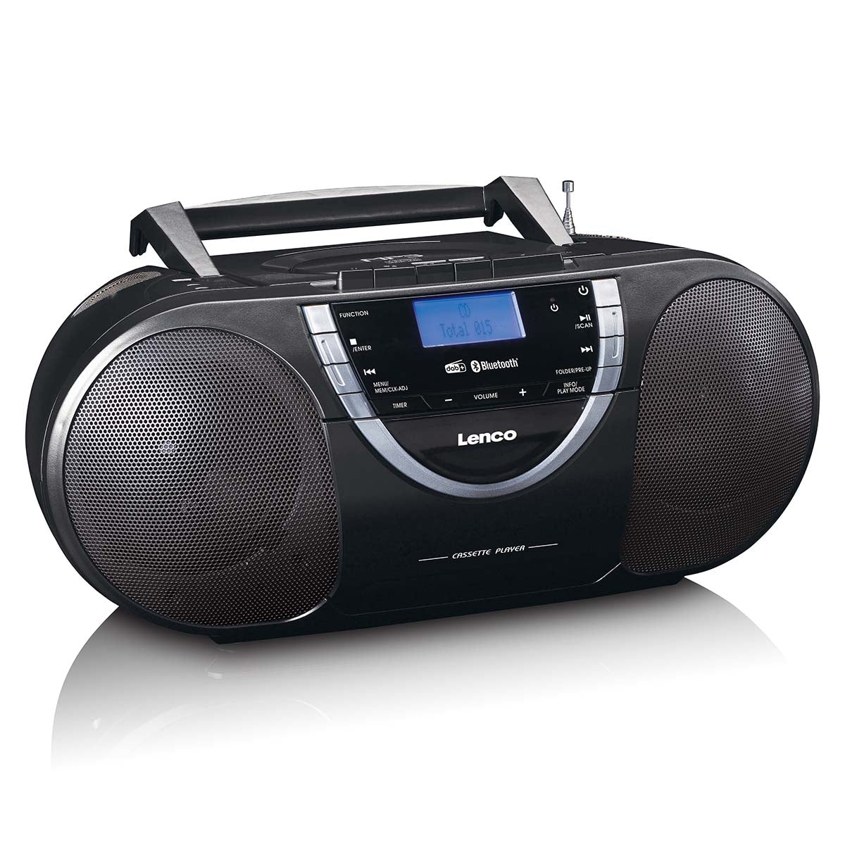 Tragbares DAB+ und FM Radio mit CD-Kassette und Bluetooth Schwarz