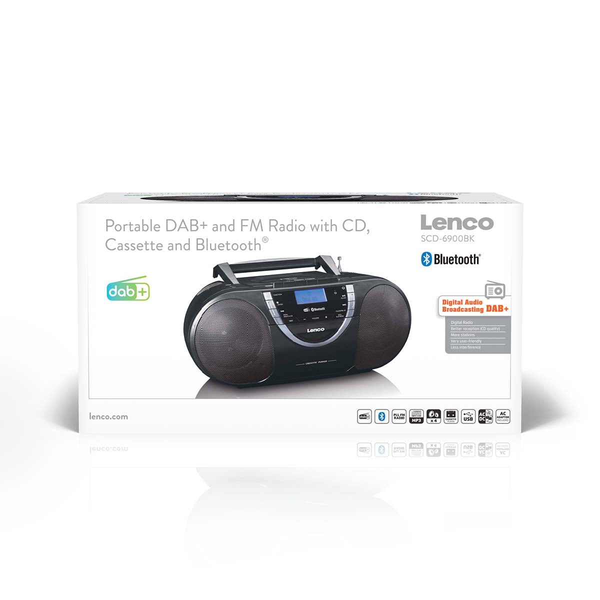 Tragbares DAB+ und FM Radio mit CD-Kassette und Bluetooth Schwarz