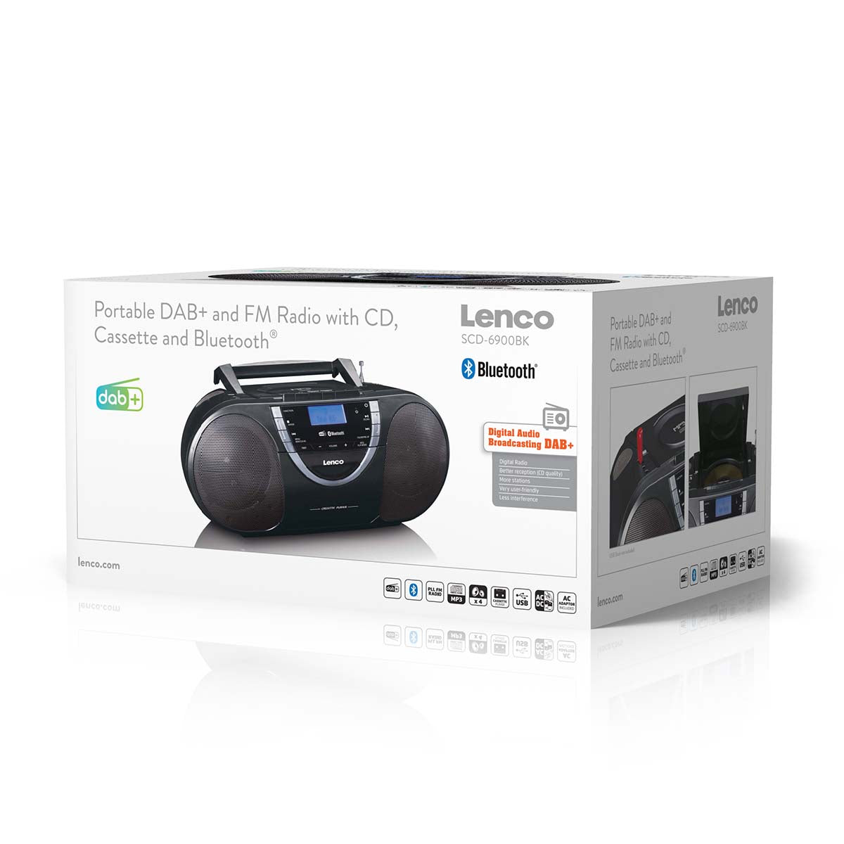 Tragbares DAB+ und FM Radio mit CD-Kassette und Bluetooth Schwarz