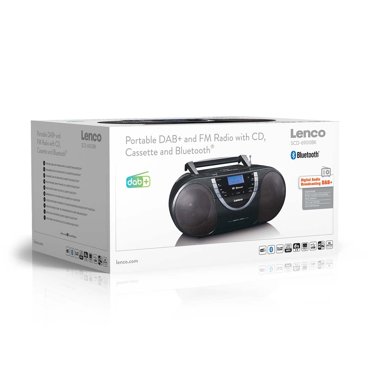 Tragbares DAB+ und FM Radio mit CD-Kassette und Bluetooth Schwarz